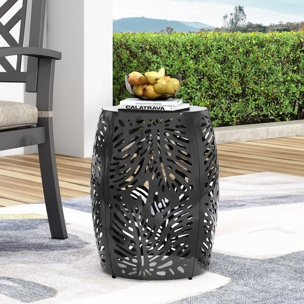 Modern Metal End Table - Large Decorative Accent Table Black Iron 16.50' x 16.50' x 20.50'