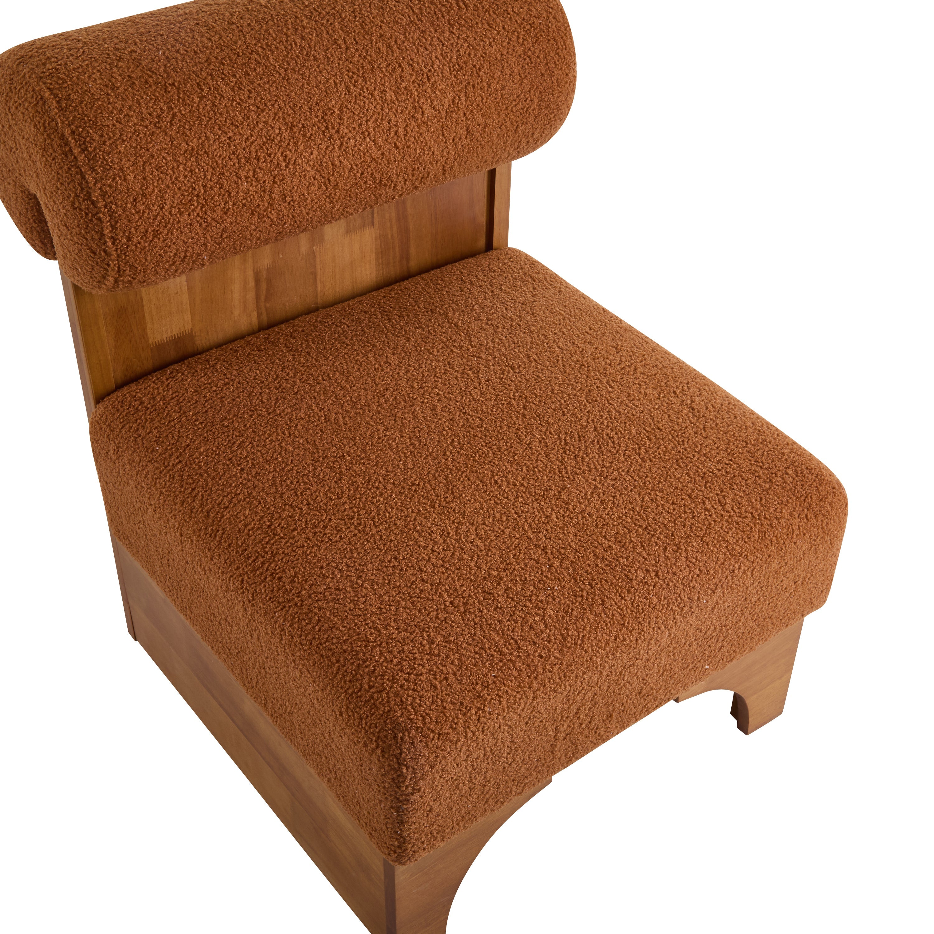 Modern Boucle Lounge Chair with Solid Wood Frame and Rolled Backrest, Soft and Durable Boucle Upholstery, Ideal for Living Room, Bedroom, or Office