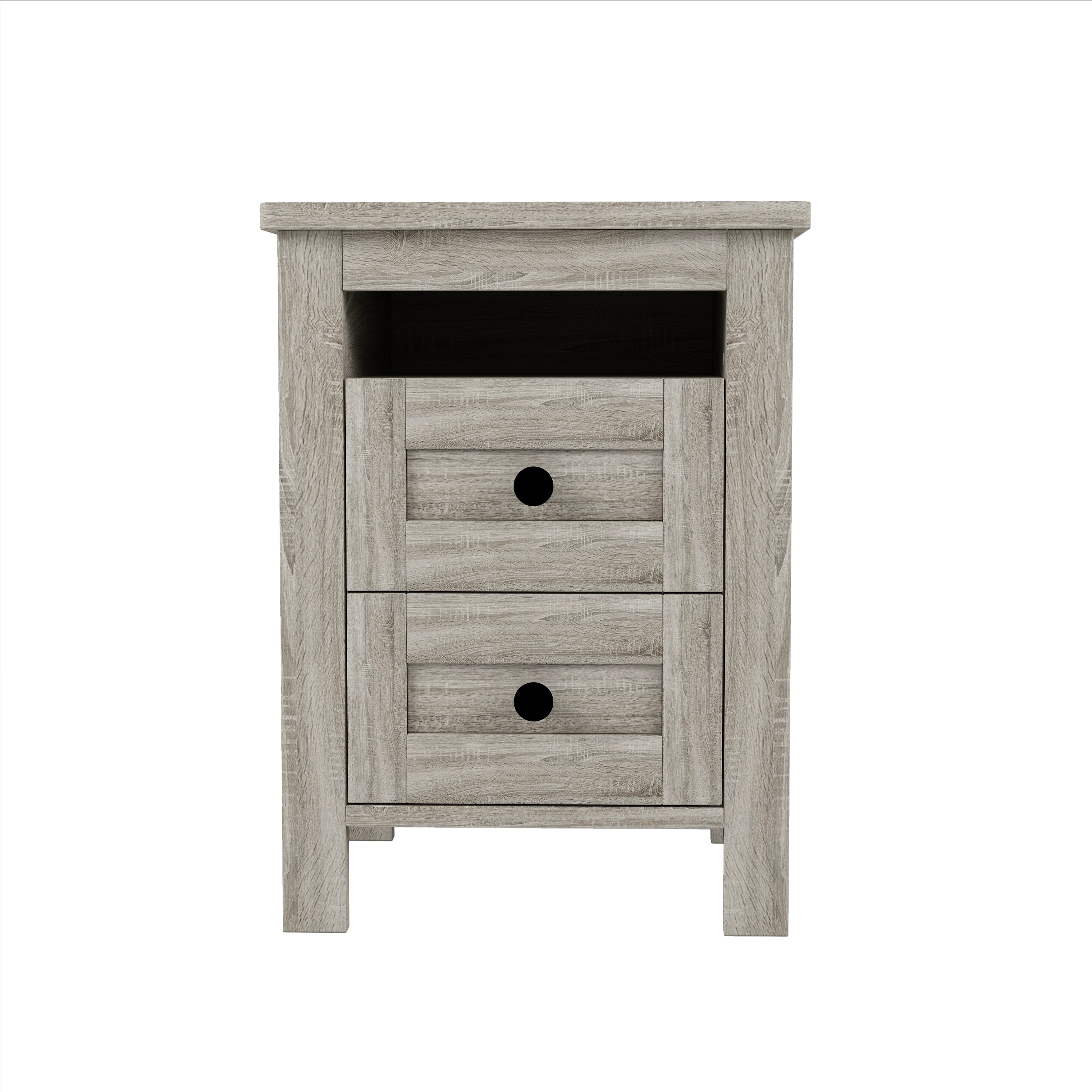 3-Pieces Bedroom Sets Full Size Farmhouse Platform Bed with Double Sliding Door Storage Headboard and Charging Station, Storage Nightstand and Dresser, Antique Gray(Old SKU HL000091AAG)