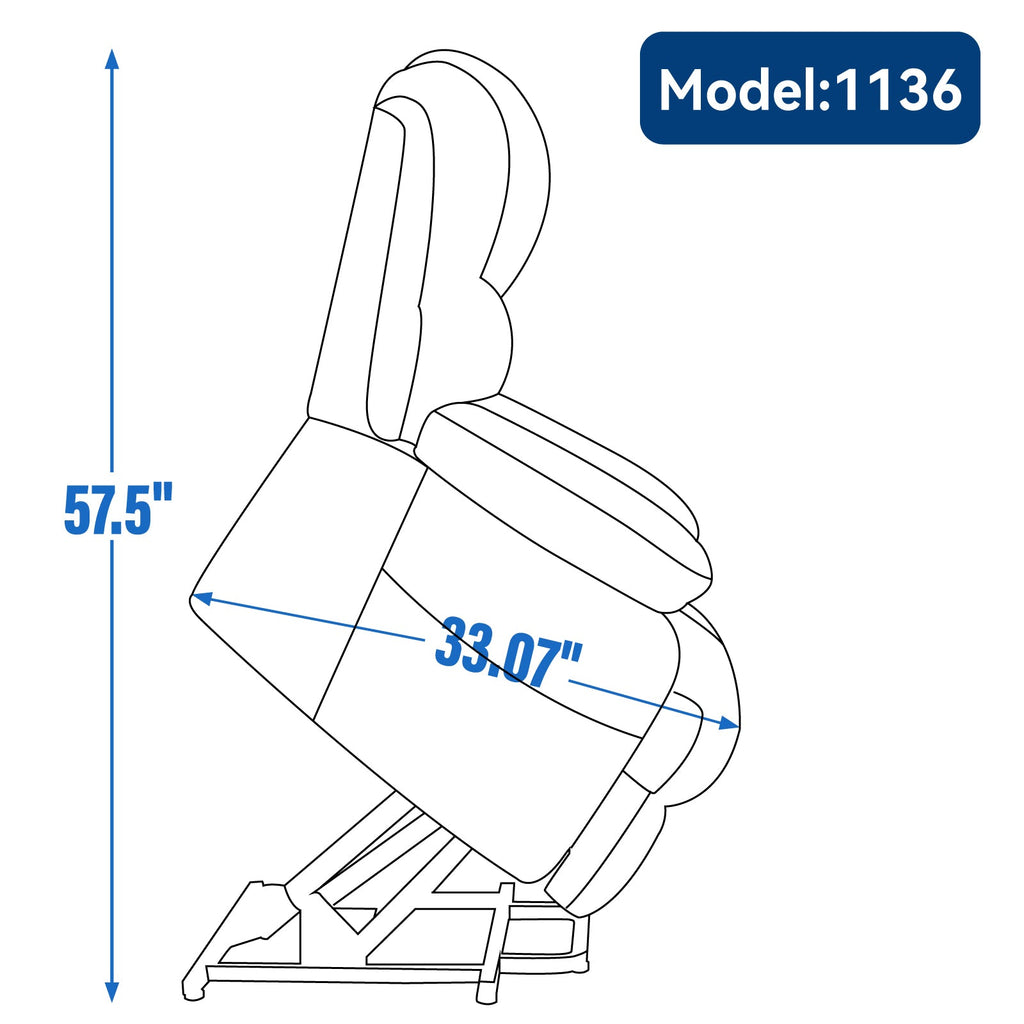23' Seat Width and High Back Large Size Beige Chenille Power Lift Recliner Chair with 8-Point Vibration Massage and Lumbar Heating