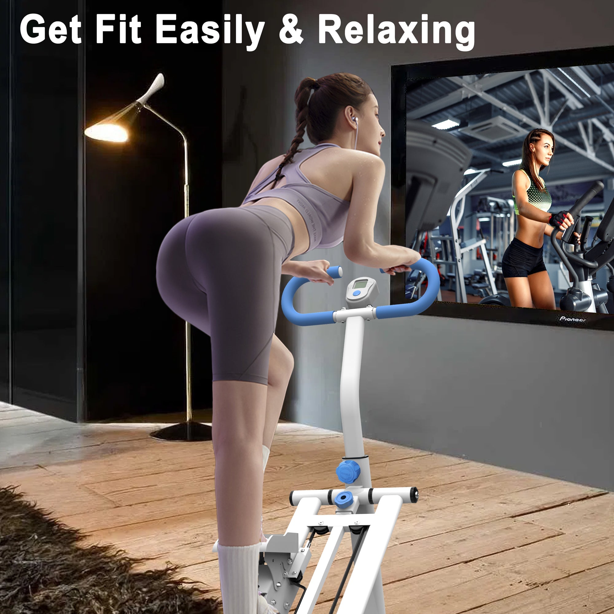 Stair Stepper with resistance Home-Upgrade Vertical Climber Workout Machine for Full-Body Exercise Climber Fitness Equipment with Stable Frame Adjustable Handlebar-Blue