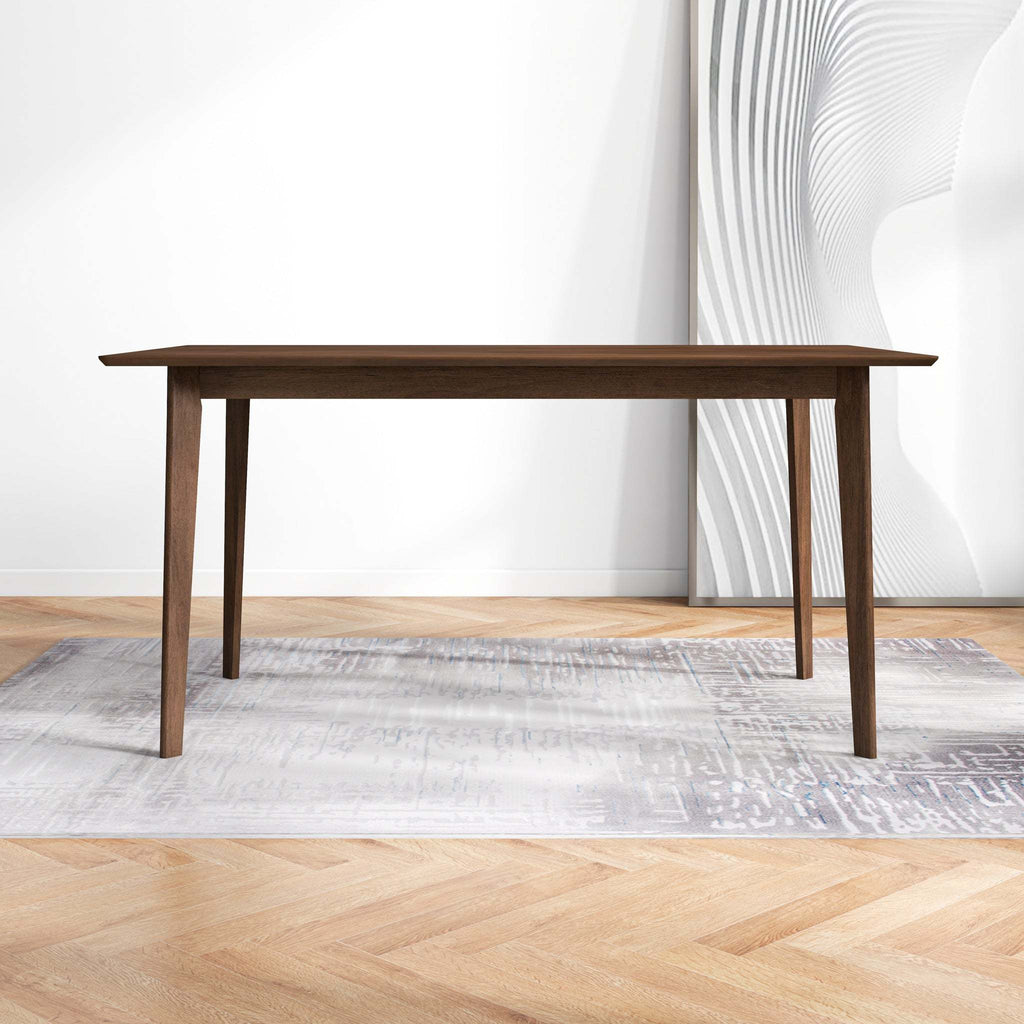 Carlos Mid-Century Modern Solid Wood Dining Table with Beveled Edges in Brown