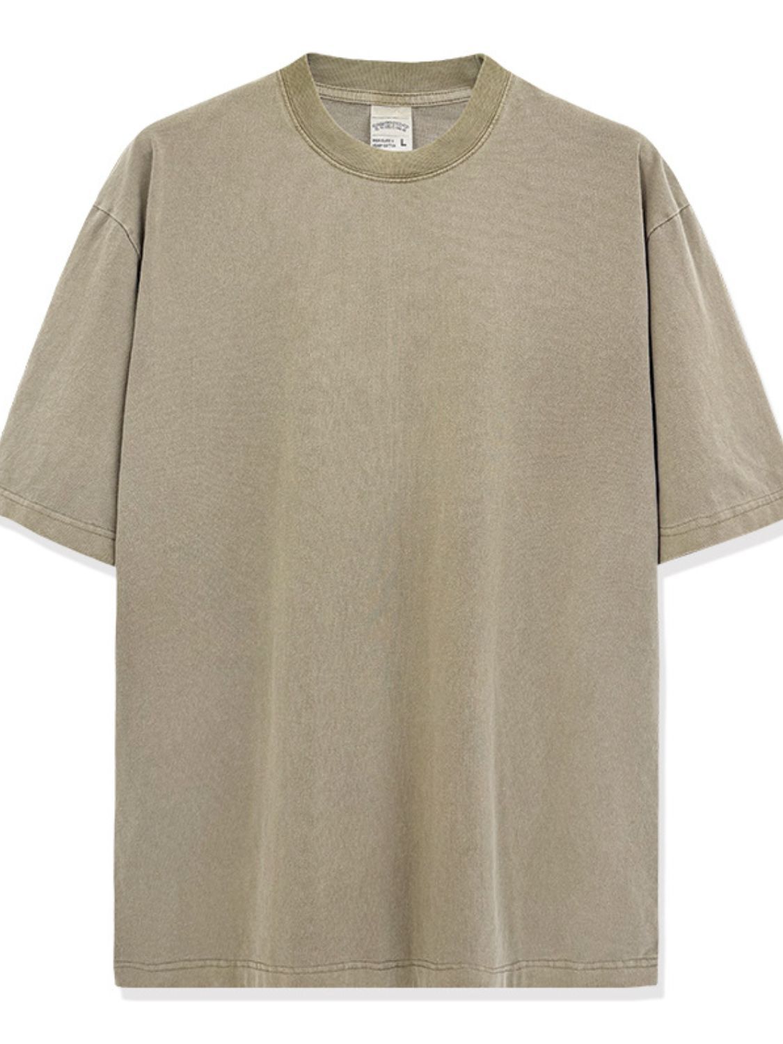 Round Neck Washed T-Shirt Plus Size