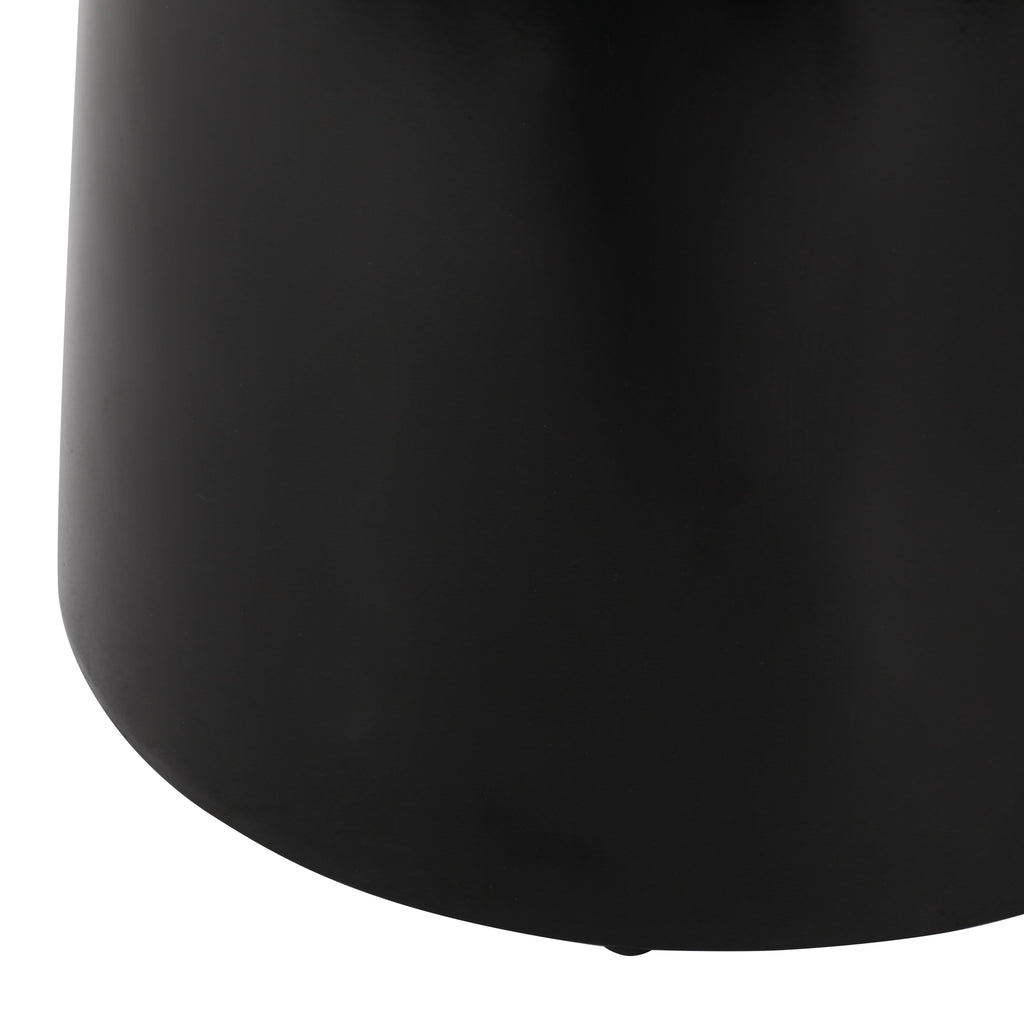 Modern Outdoor Metal End Table with Pedestal Structure in Black Iron, 15x15x20.75 Inches