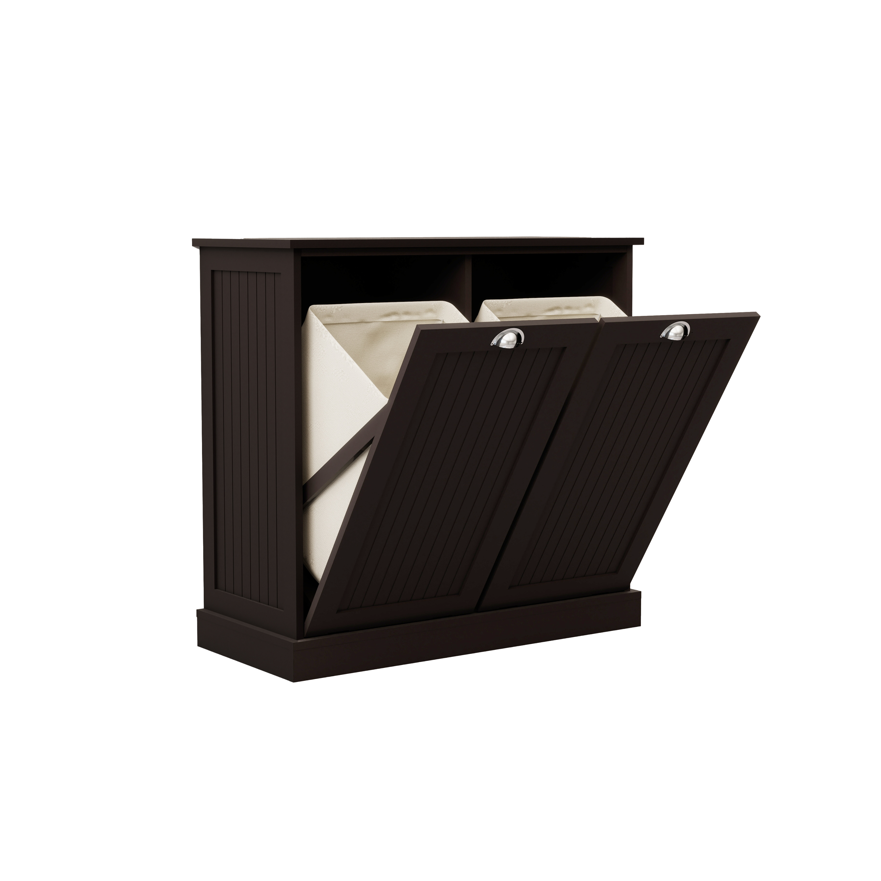 Two-Compartment Tilt-Out Laundry Sorter Cabinet-Black