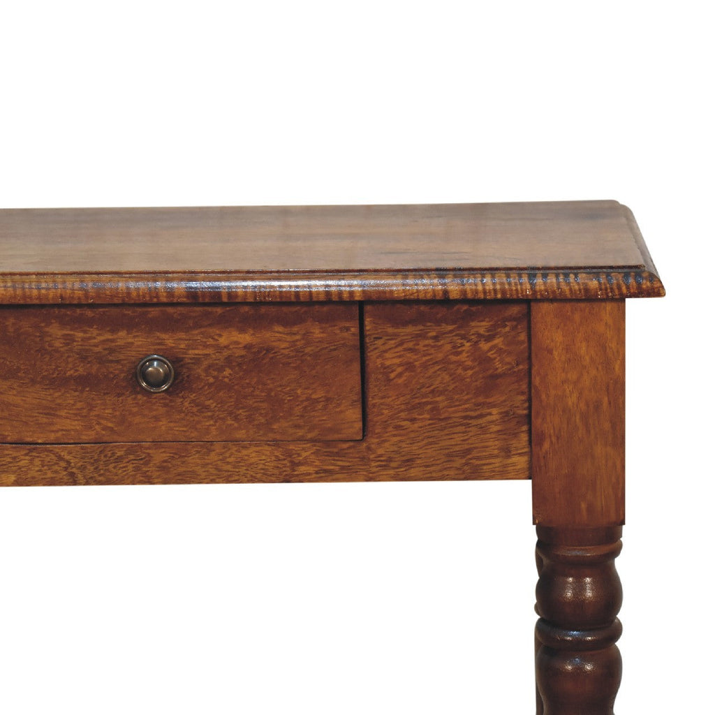 Artisan Furniture Solid Wood Chestnut Turned Leg Writing Desk, 1-Drawer, Brown