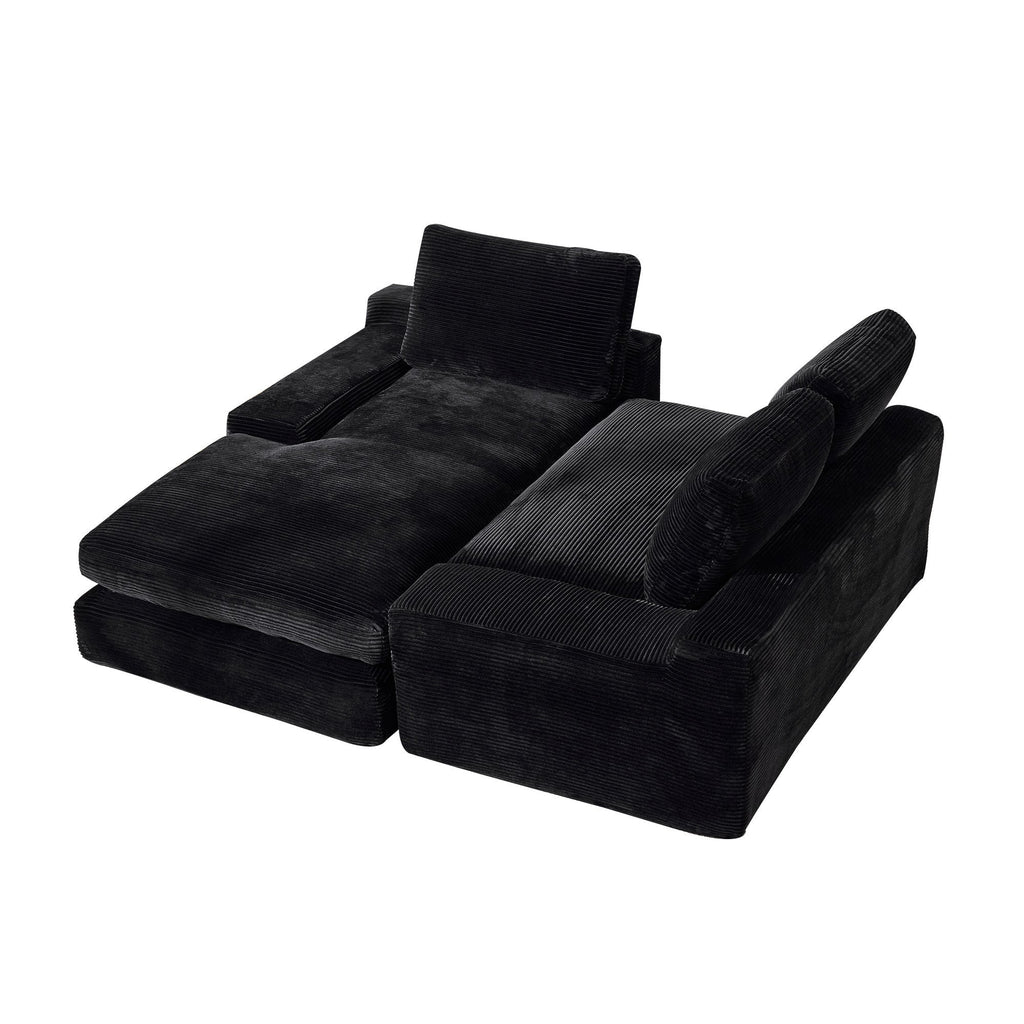 99*69' Modular Sectional Living Room Sofa Set, Modern Minimalist Style Couch, Upholstered Sleeper Sofa for Living Room, Bedroom, 2 PC Free Combination, Installation-free Sofa, L-Shape, Black