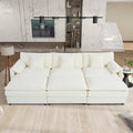 Oversized Deep Seat Sectional Cloud Sofa Sleeper with 3 Ottomans & Soft Pillows, Modular Couch Bed for Living Room, Apartment, DIY Combination Chenille,Beige