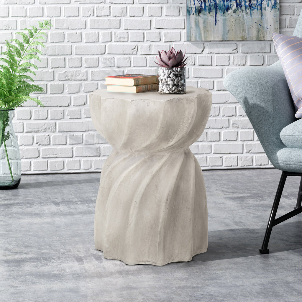 Modern CANIS Side Table Outdoor Use Grey Magnesium Oxide 14 x 14 x 18.5 inches