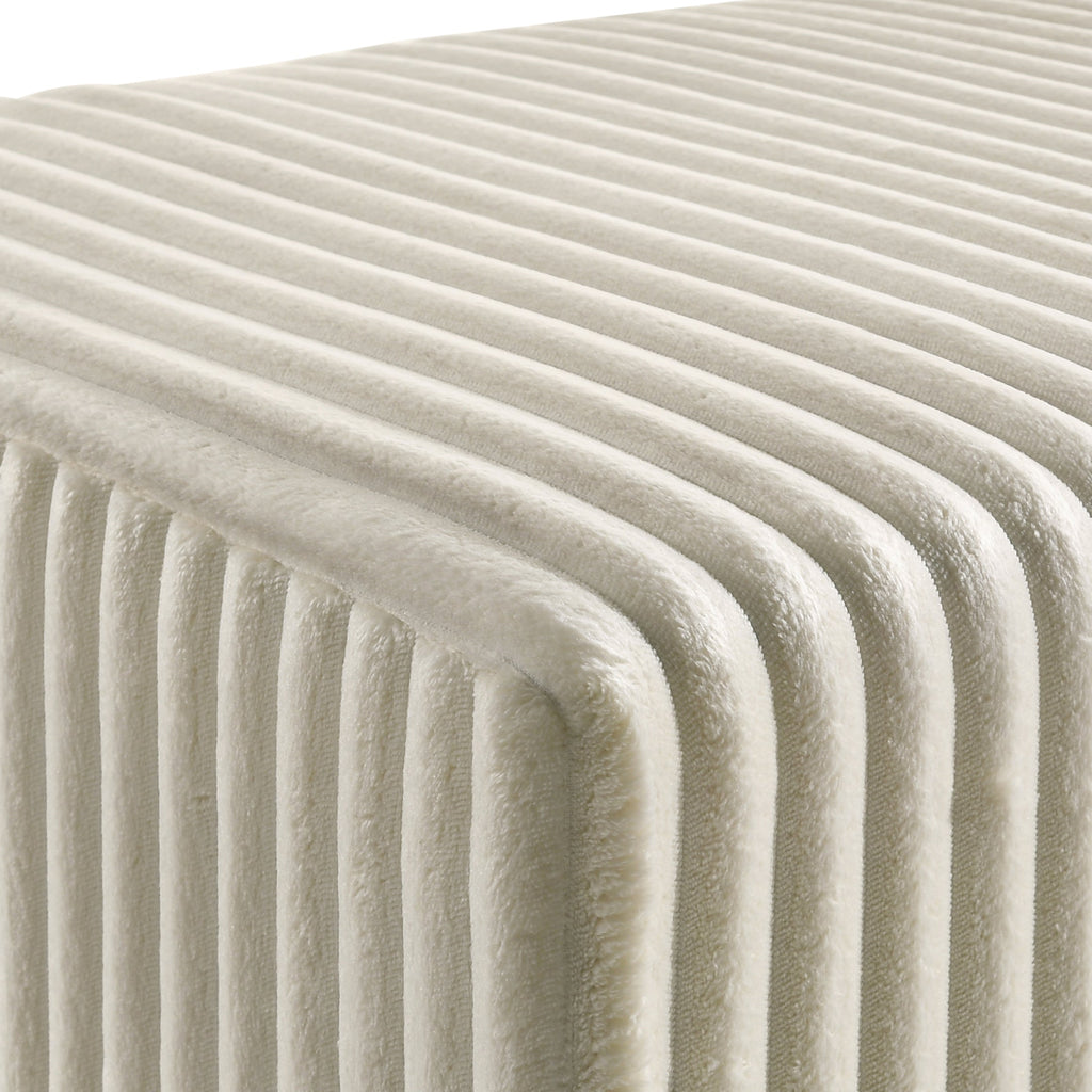 Mavela Wide Wale Corduroy Upholstery Panel King Bed with 2 Nightstands and Bench, Cream