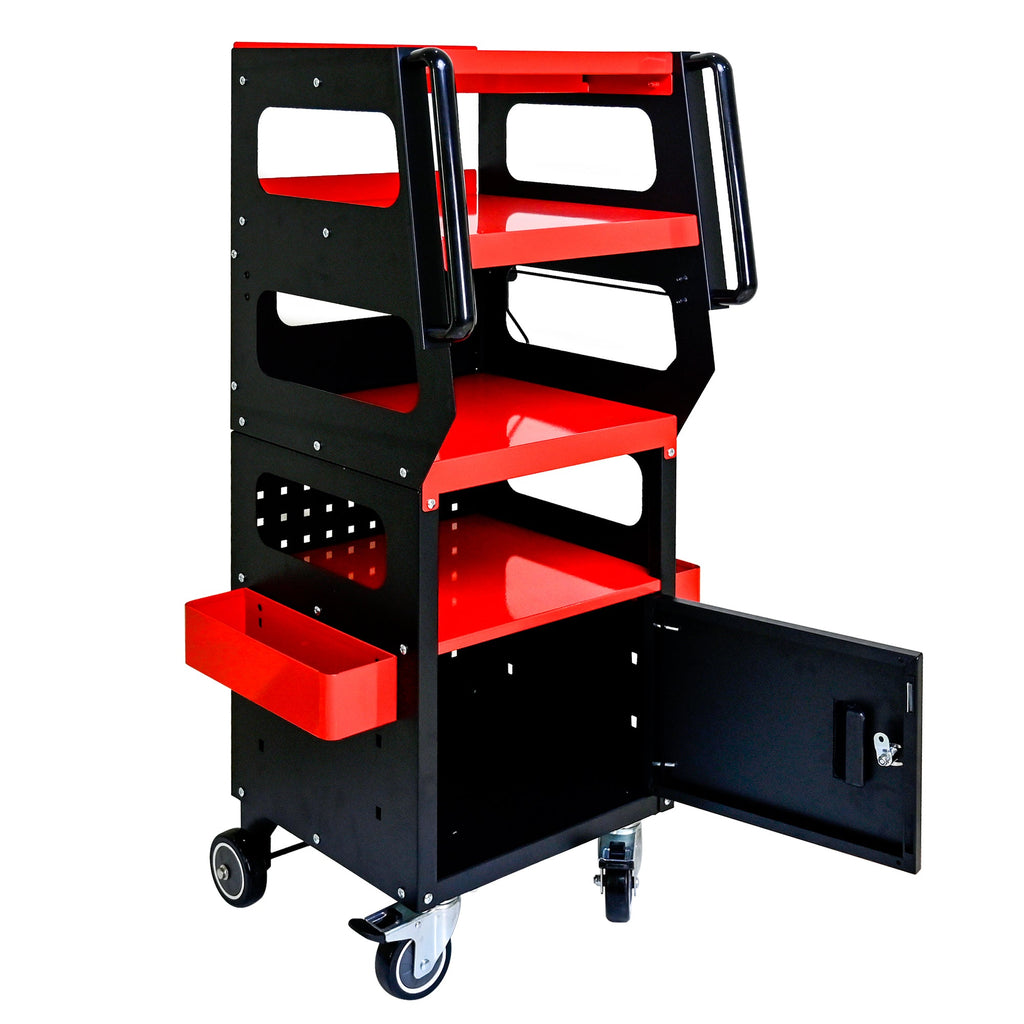 4 Level Multi-Purpose Trolley for Diagnostics - Black + Red