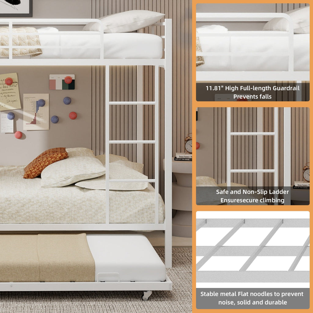 Durable Square Tube Iron Bunk Bed Featuring Safety Rails, Modern Minimalist Look, Ideal for Kids Room, Guest Room or Shared Space, Easy Assembly & Long - Lasting Performance-Queen size: 153cm*203cm