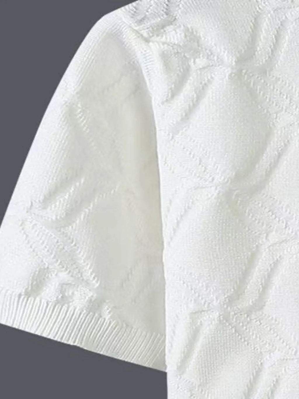 Textured Round Neck Short Sleeve Knit Top