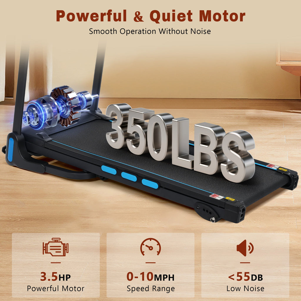 New Treadmills for Home, 3.5HP Hydraulic System Auto Foldable Treadmill with Incline,10MPH 350Lbs Weight Capacity Electric Treadmills with Heart Rate Sensors,Type C & USB Charge ,Bluetooth Speaker