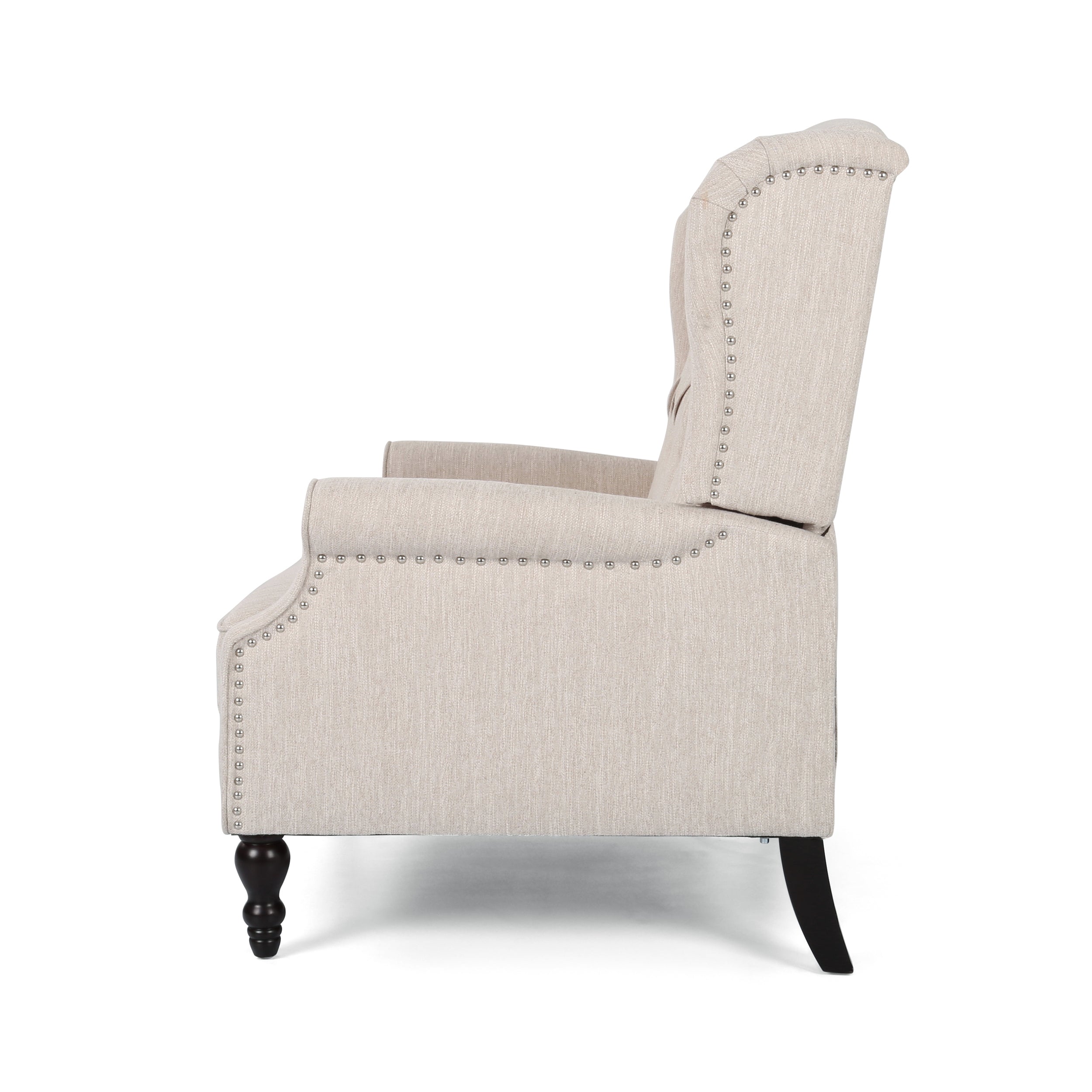 Push Back Recliner Chair Fabric Lounge Armchair Pushback Recliner with Rivet Decoration Wingback Single Sofa Chair with Padded Seat for Living Room, Bedroom 33.25D x 37.75W x 42.5H in