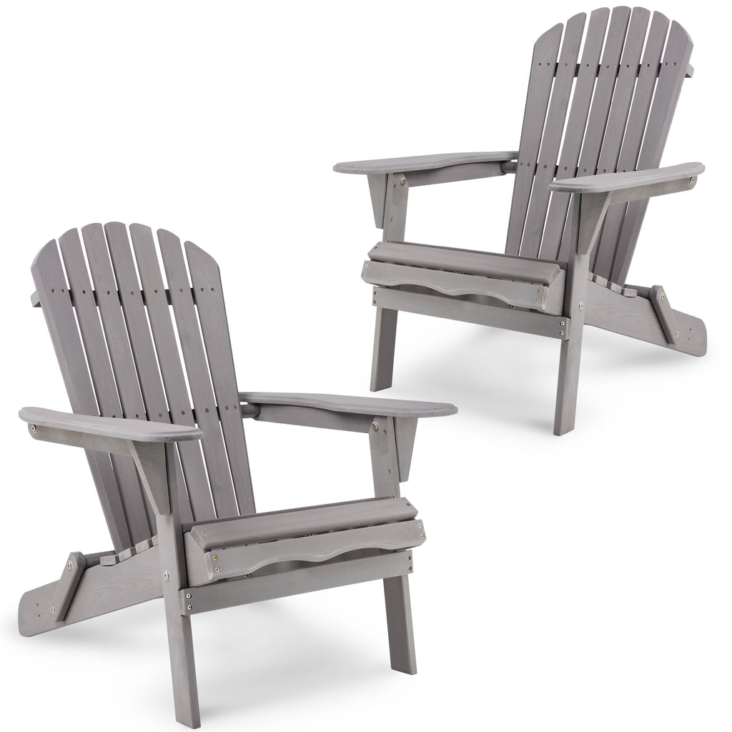 Classic Gray Cedar Wood Lounge Patio Chair Set of 2 for Garden and Outdoor Use