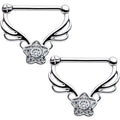 14G 9/16 Clear Gem Power Star Nipple Clicker Set