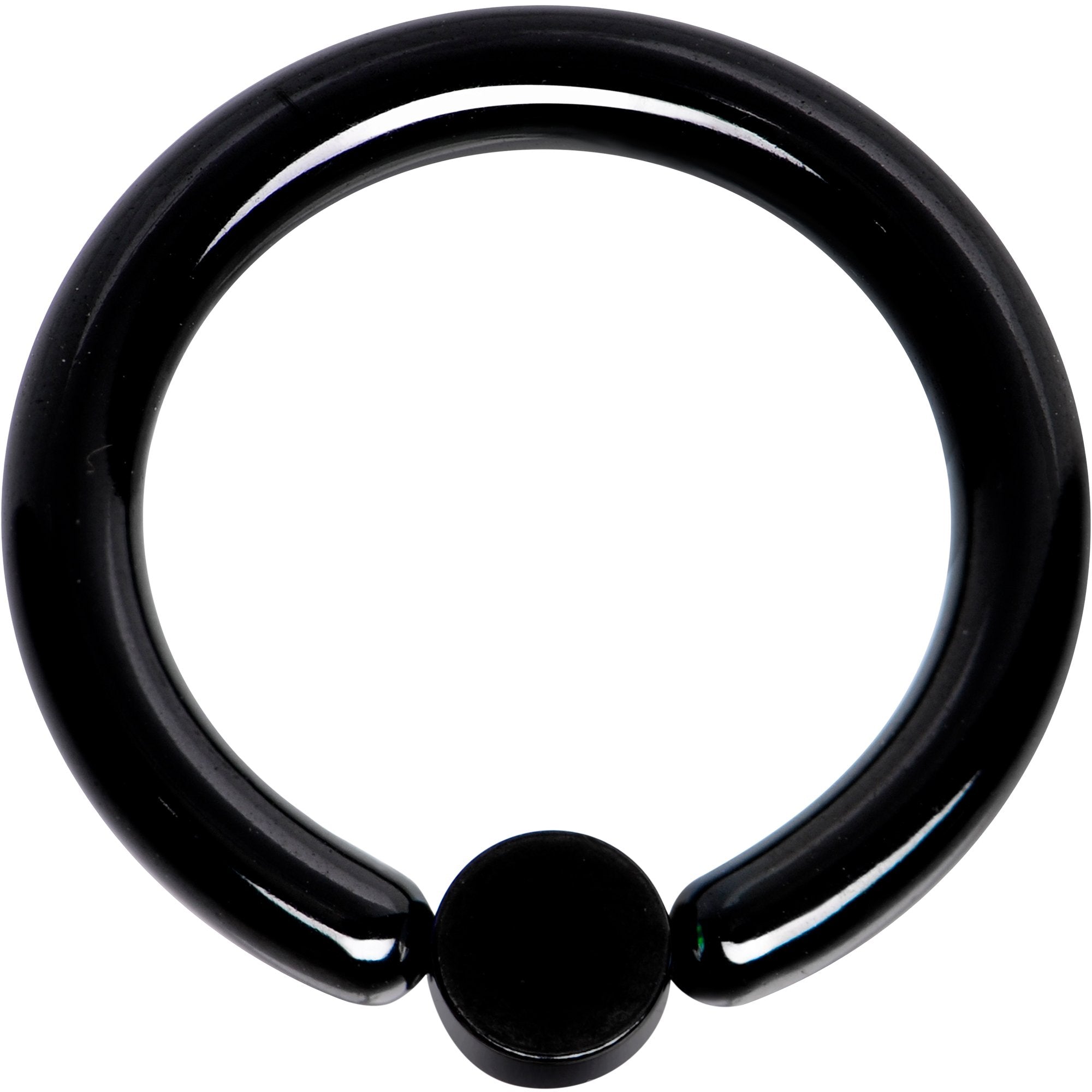 10G 1/2 White Faux Opal 4mm Disc Black IP BCR Captive Ring