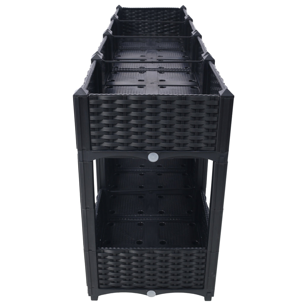 Planter Raised Beds - Elevated Planter Garden Box with Drainage Plug Raised Garden Beds for Vegetable/Flower/Herb Outdoor Standing Planter Beds Gardening Kit,Black,63'x15.7'x27.7'