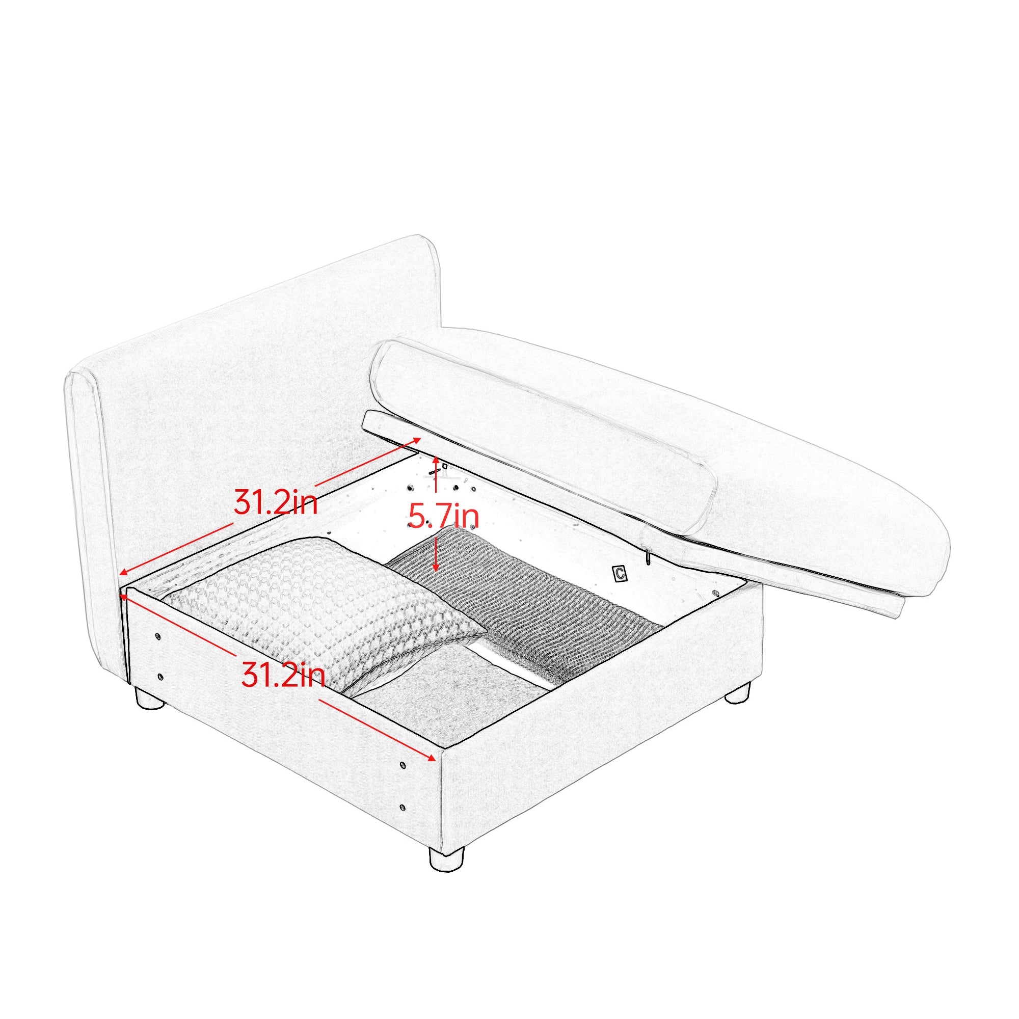 Modular Sectional Sofa with Storage, Cylindrical Backrest and Armrests Deep Comfortable Seating,Durable and Supportive for Living Room,4 Seat L- Shaped Sofa, White