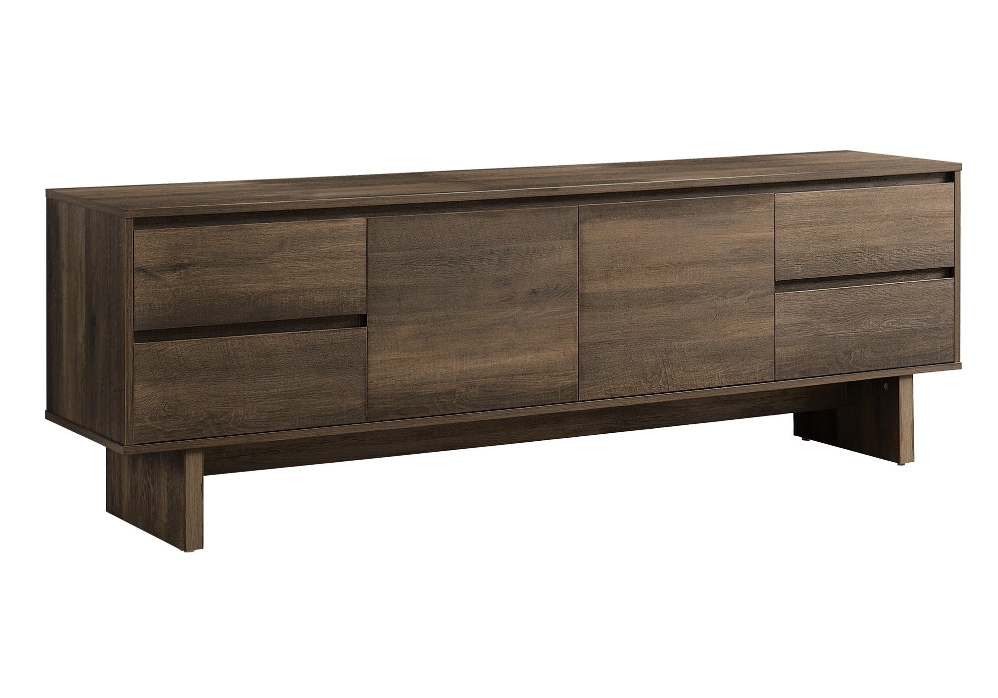 Tv Stand, 72 Inch, Console, Media Entertainment Center, Storage Drawers, Storage Cabinet, Brown Laminate, Transitional