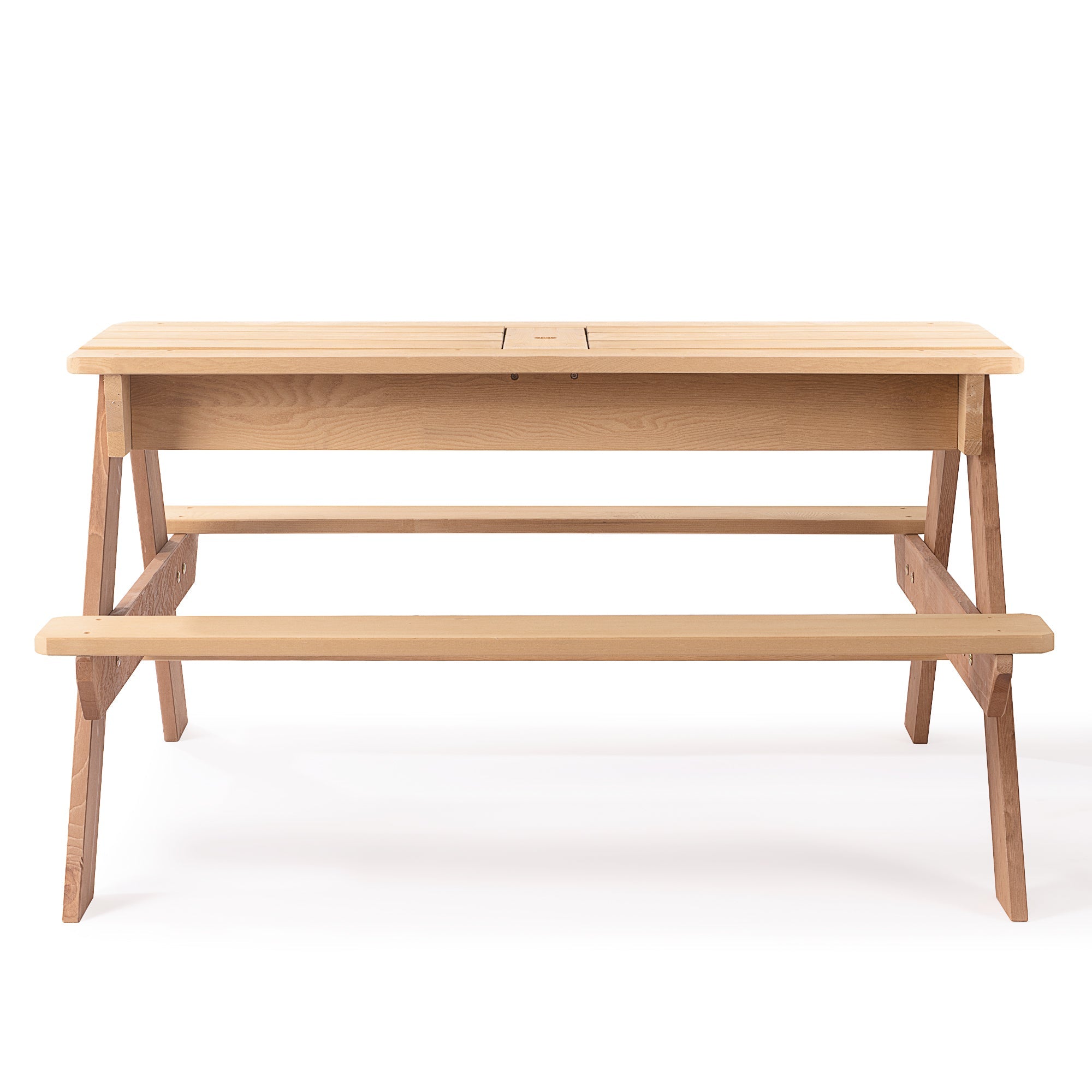 D-road 3-in-1 Kids Outdoor Wooden Picnic Table with Adjustable Umbrella and Convertible Sand & Water Activity, Gray, Solid Cedar Wood