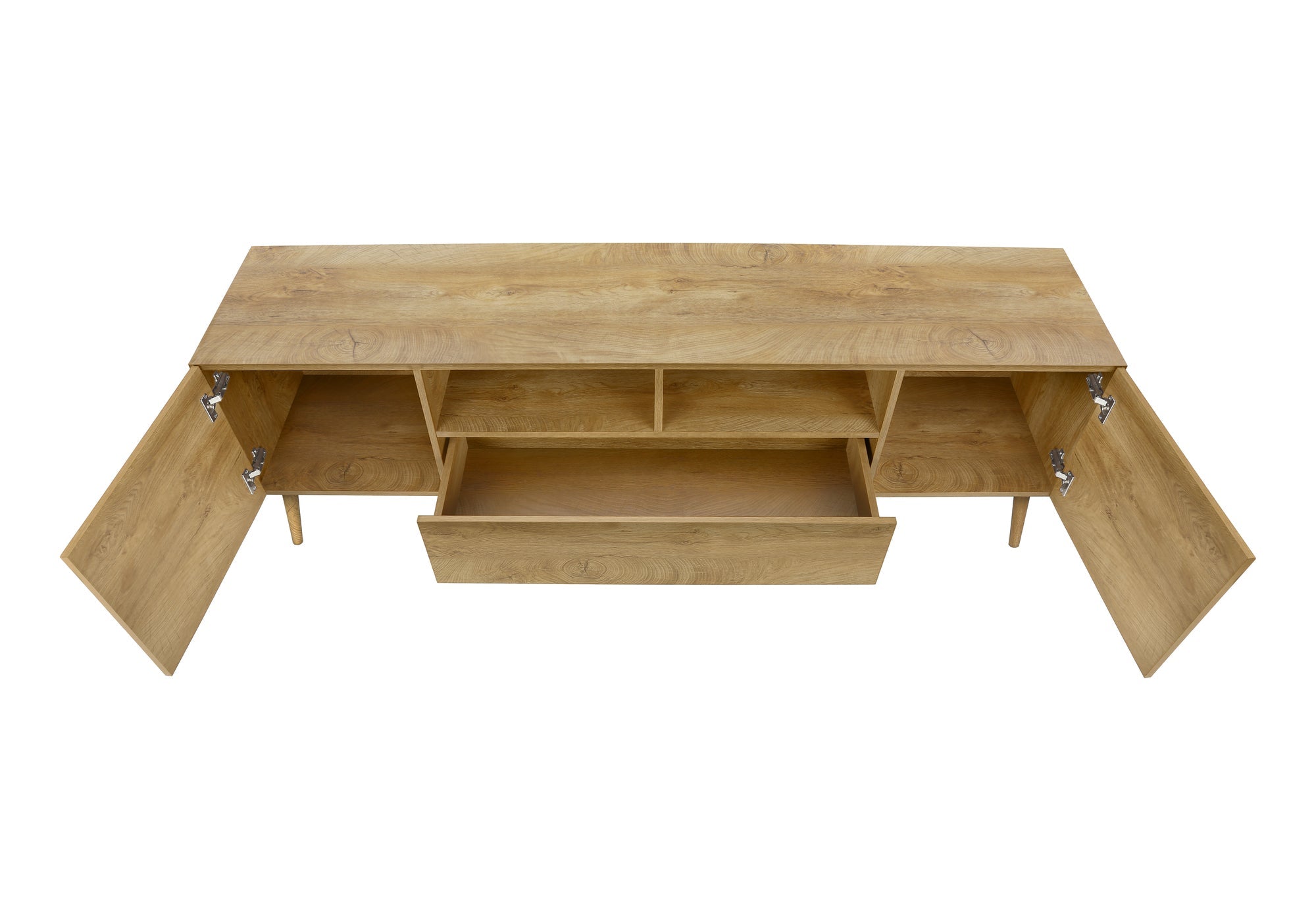 Tv Stand, 72 Inch, Console, Media Entertainment Center, Storage Drawer, Walnut Laminate, Mid Century, Modern