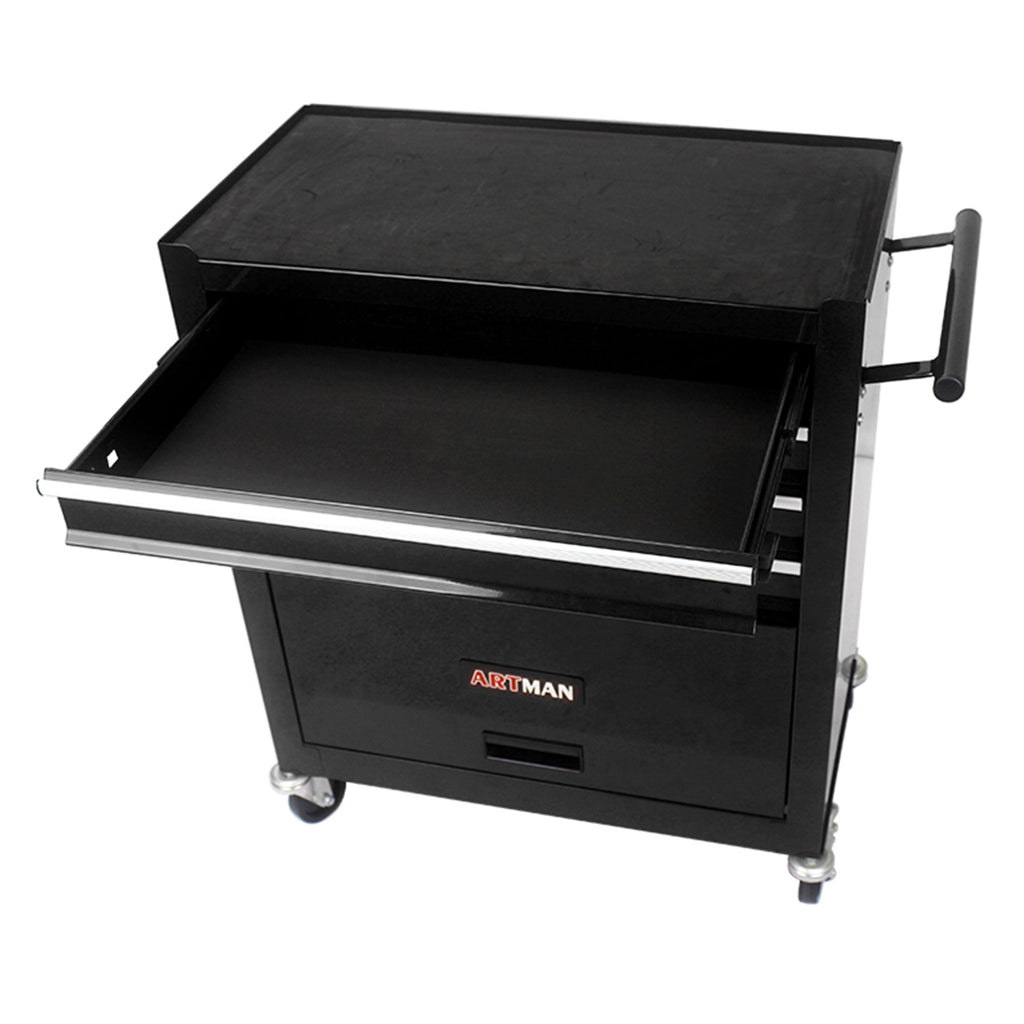4 DRAWERS MULTIFUNCTIONAL TOOL CART WITH WHEELS-BLACK