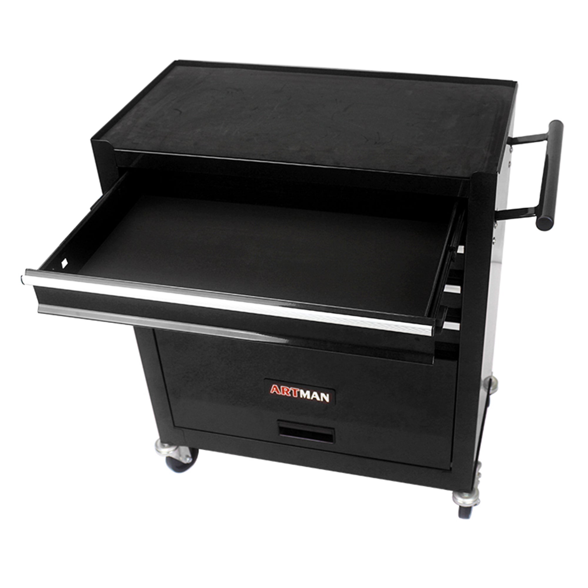 4 DRAWERS MULTIFUNCTIONAL TOOL CART WITH WHEELS-BLACK