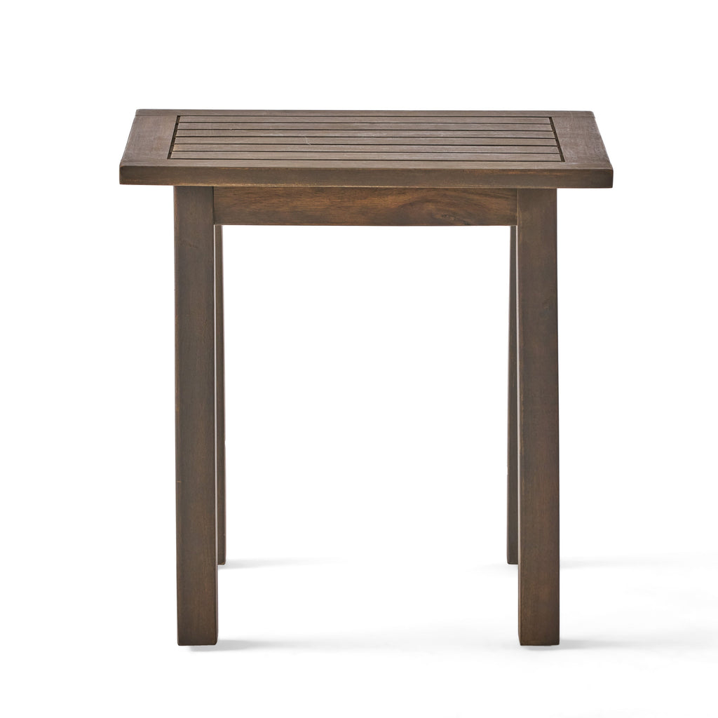 Kinesis Outdoor Side Table with Slatted Top and Wood Frame, Grey