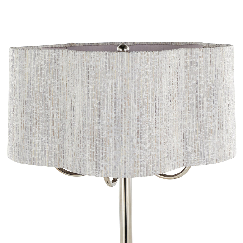 Lily 30' Contemporary Metal Table Lamp in Polished Nickel with Grey Linen Hardback Shade from Grandview Gallery by LumiSource