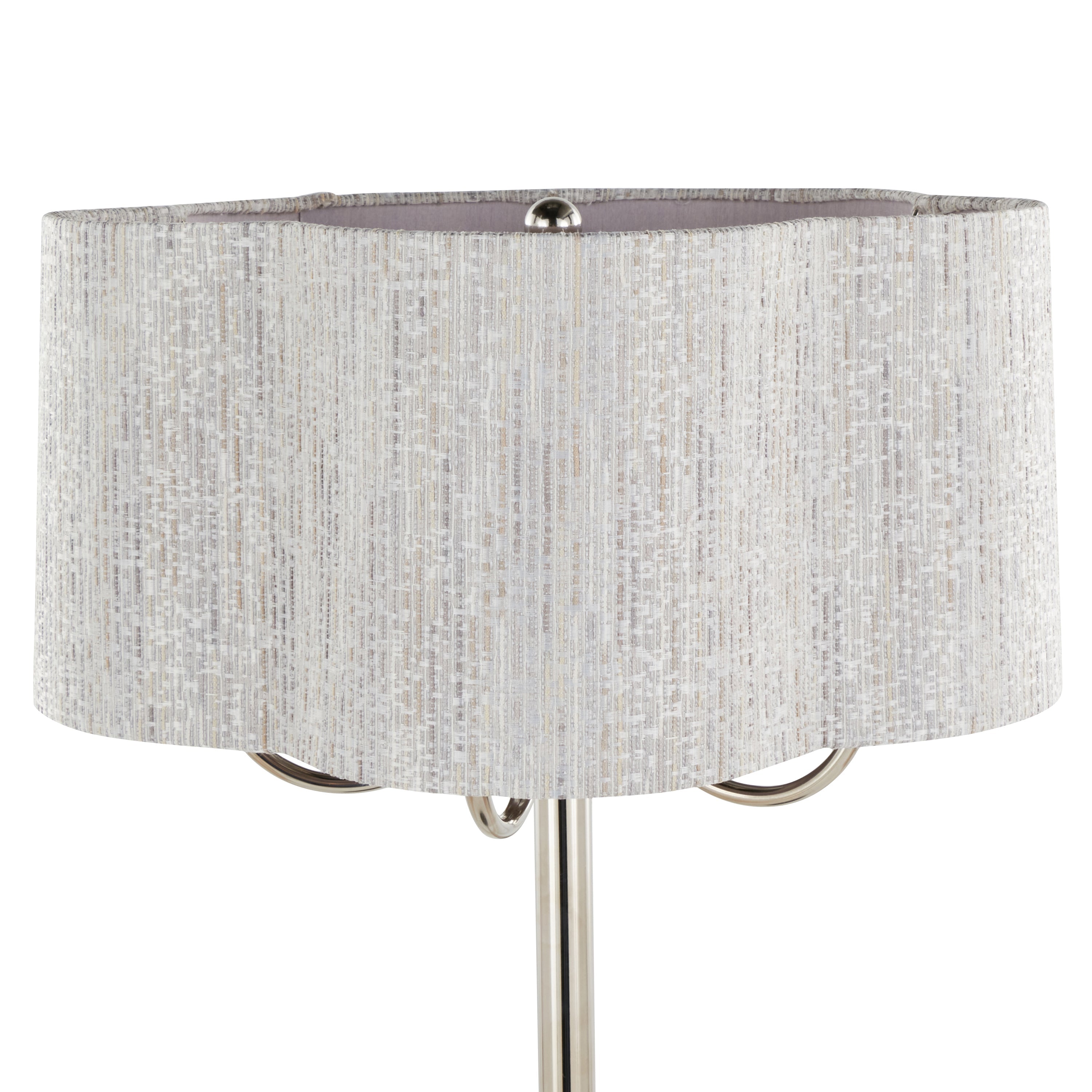Lily 30' Contemporary Metal Table Lamp in Polished Nickel with Grey Linen Hardback Shade from Grandview Gallery by LumiSource