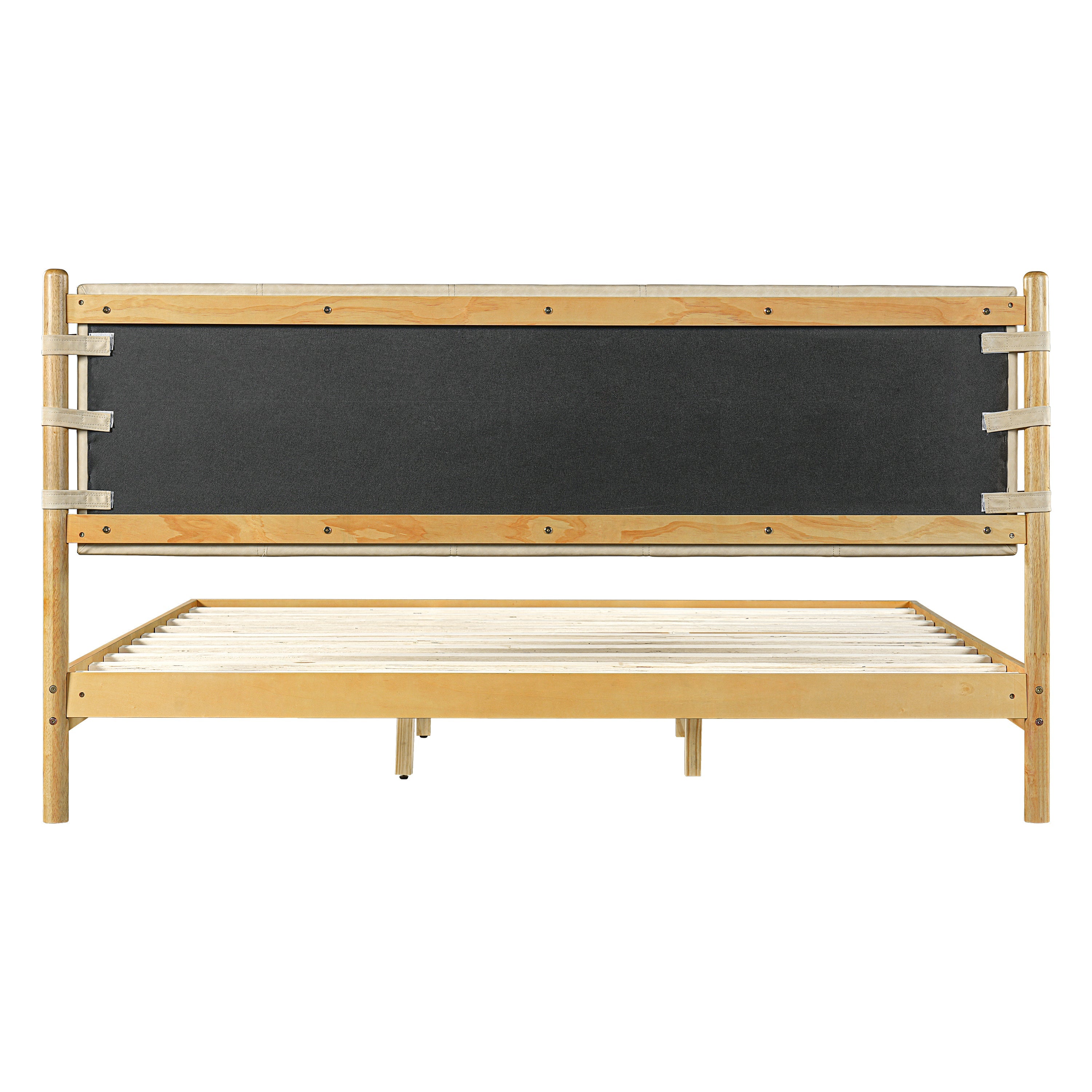 Modern King Bed Frame Set with 2 Nightstands, Beige Wood Platform Bed with Headboard and Matching Bedside Tables for Bedroom