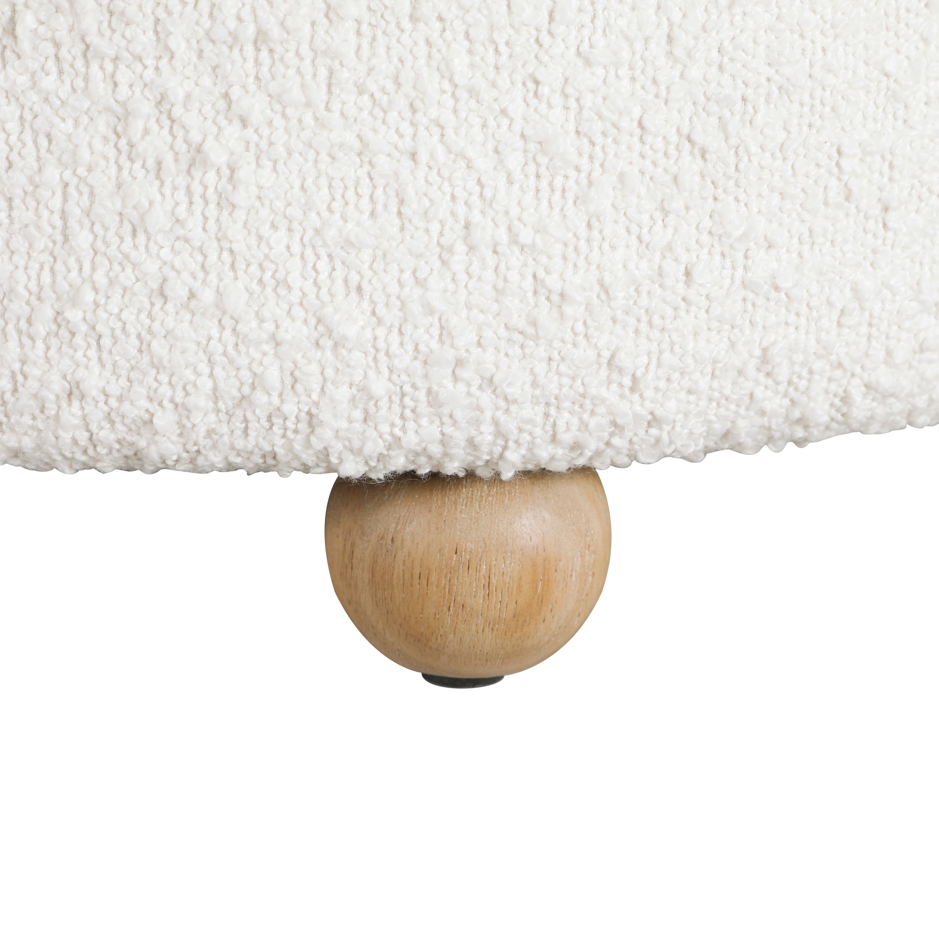 Modern Contemporary Swivel Chair with Ottoman White Boucle Fabric Upholstery Solid Wood Living Room Furniture