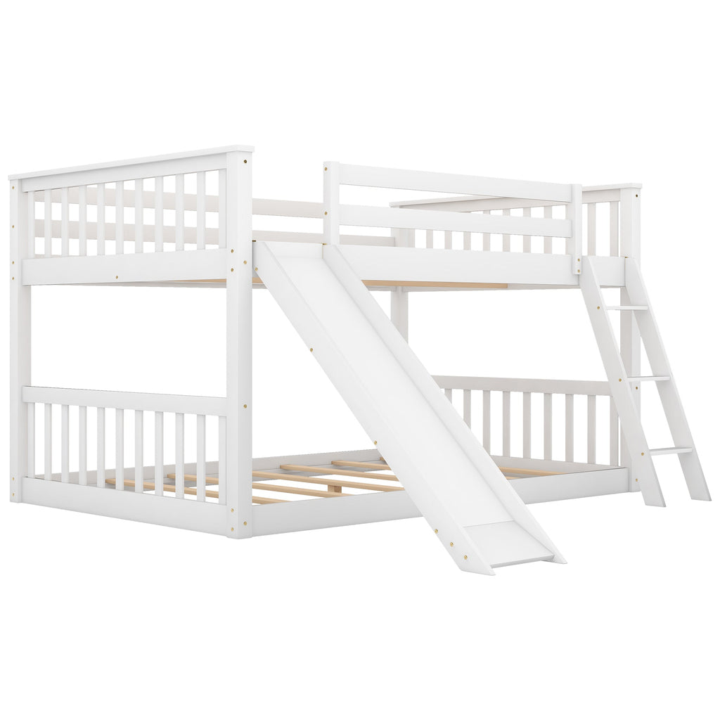 Full over Full Bunk Bed with Convertible Slide and Ladder, White(Old SKU: GX000708AAK)