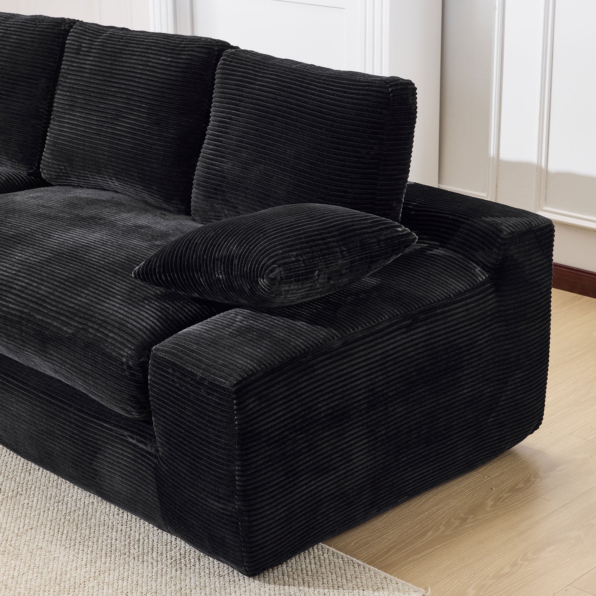 99*69' Modular Sectional Living Room Sofa Set, Modern Minimalist Style Couch, Upholstered Sleeper Sofa for Living Room, Bedroom, 2 PC Free Combination, Installation-free Sofa, L-Shape, Black
