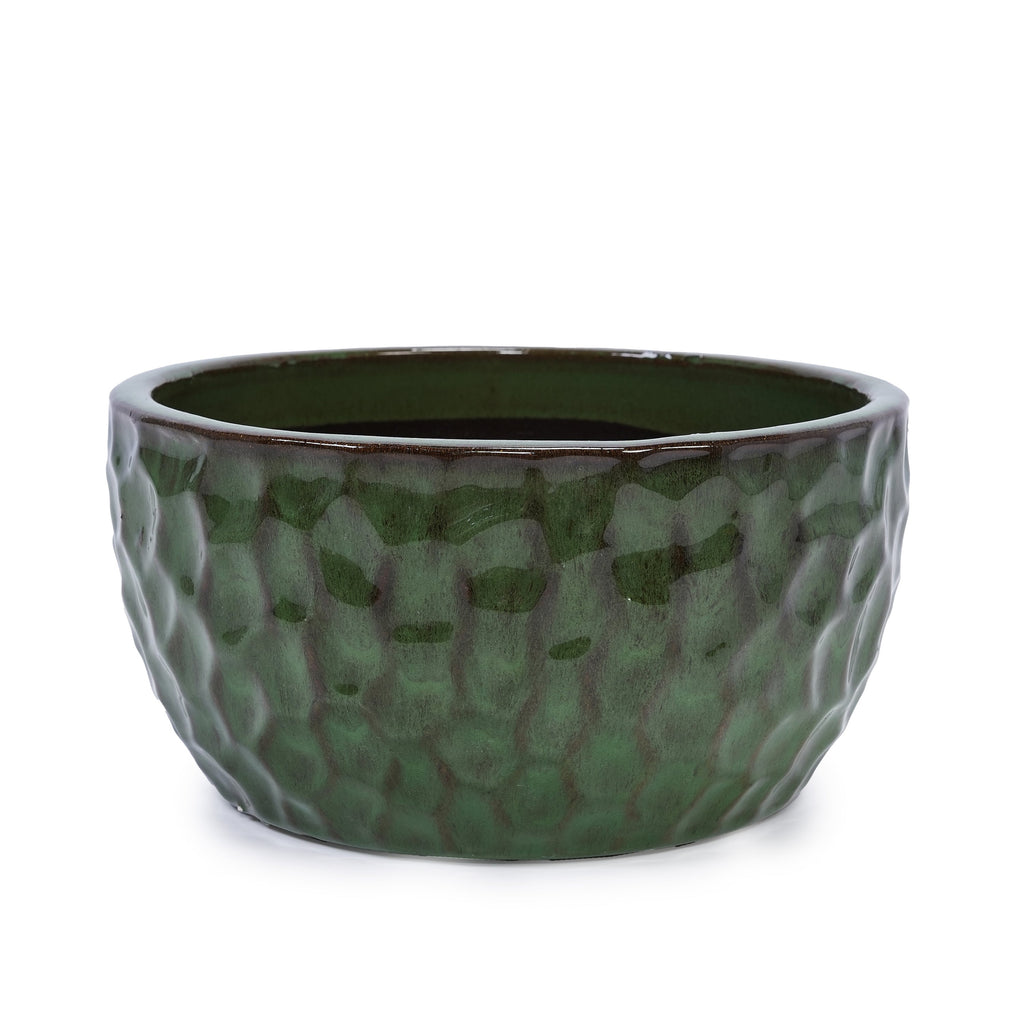 3 Pieces Ceramic Flowerpot, Modern Planter for Patio, Garden or Windowsills - Antique Green