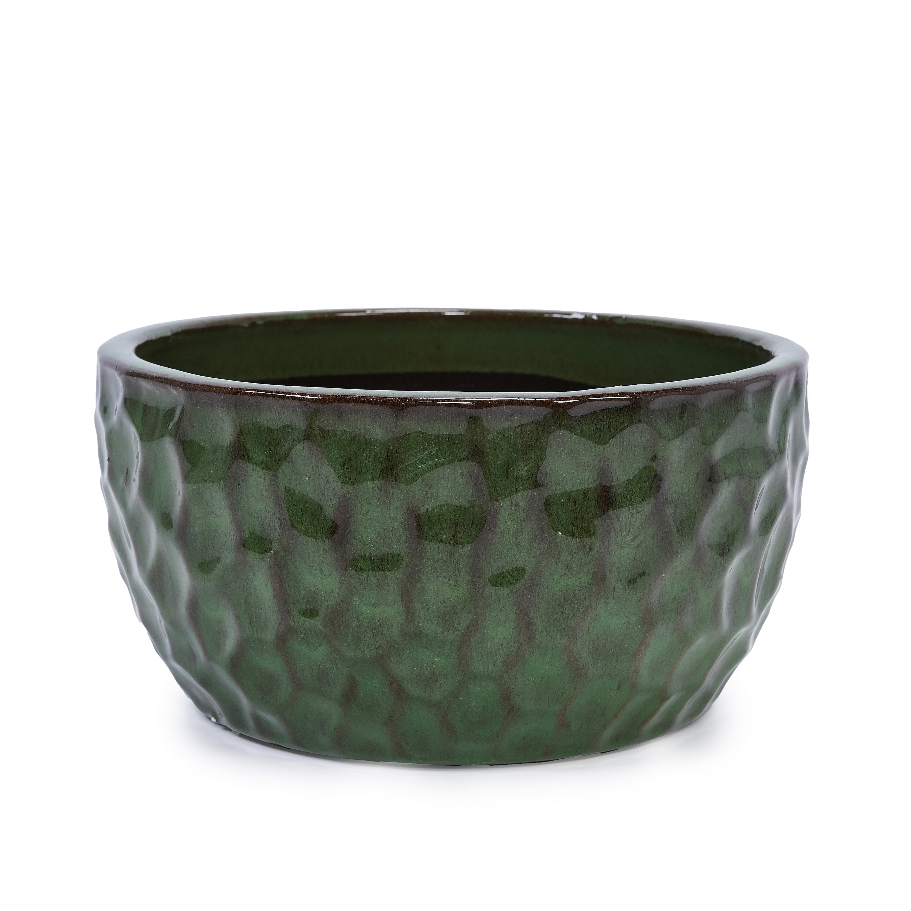 3 Pieces Ceramic Flowerpot, Modern Planter for Patio, Garden or Windowsills - Antique Green