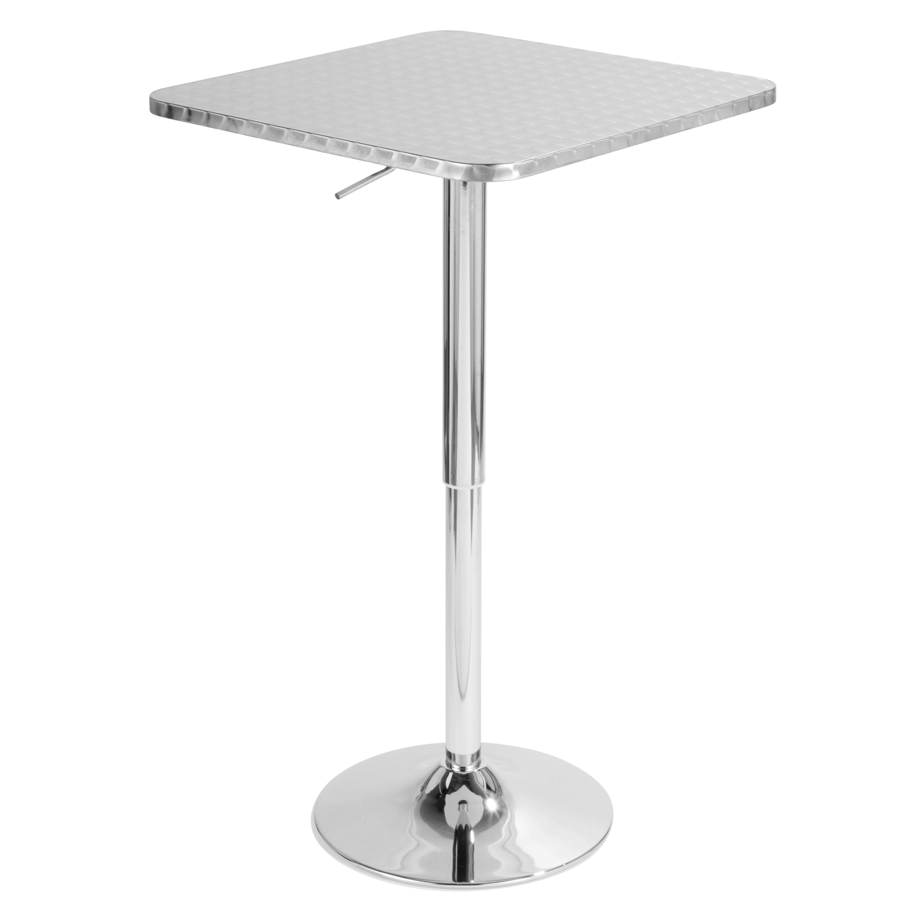 Bistro Contemporary Adjustable Square Bar Table in Silver by LumiSource