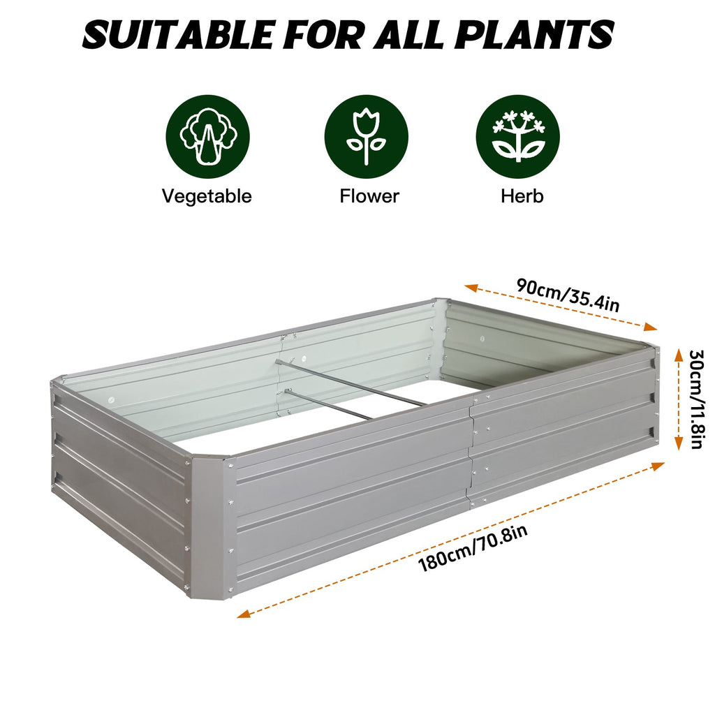 6x 3 x 1 ft (1 pack) Metal Garden Bed,Outdoor Planter Box Metal Patio Kit Planting Bed for Vegetables Flowers Herb,Grey