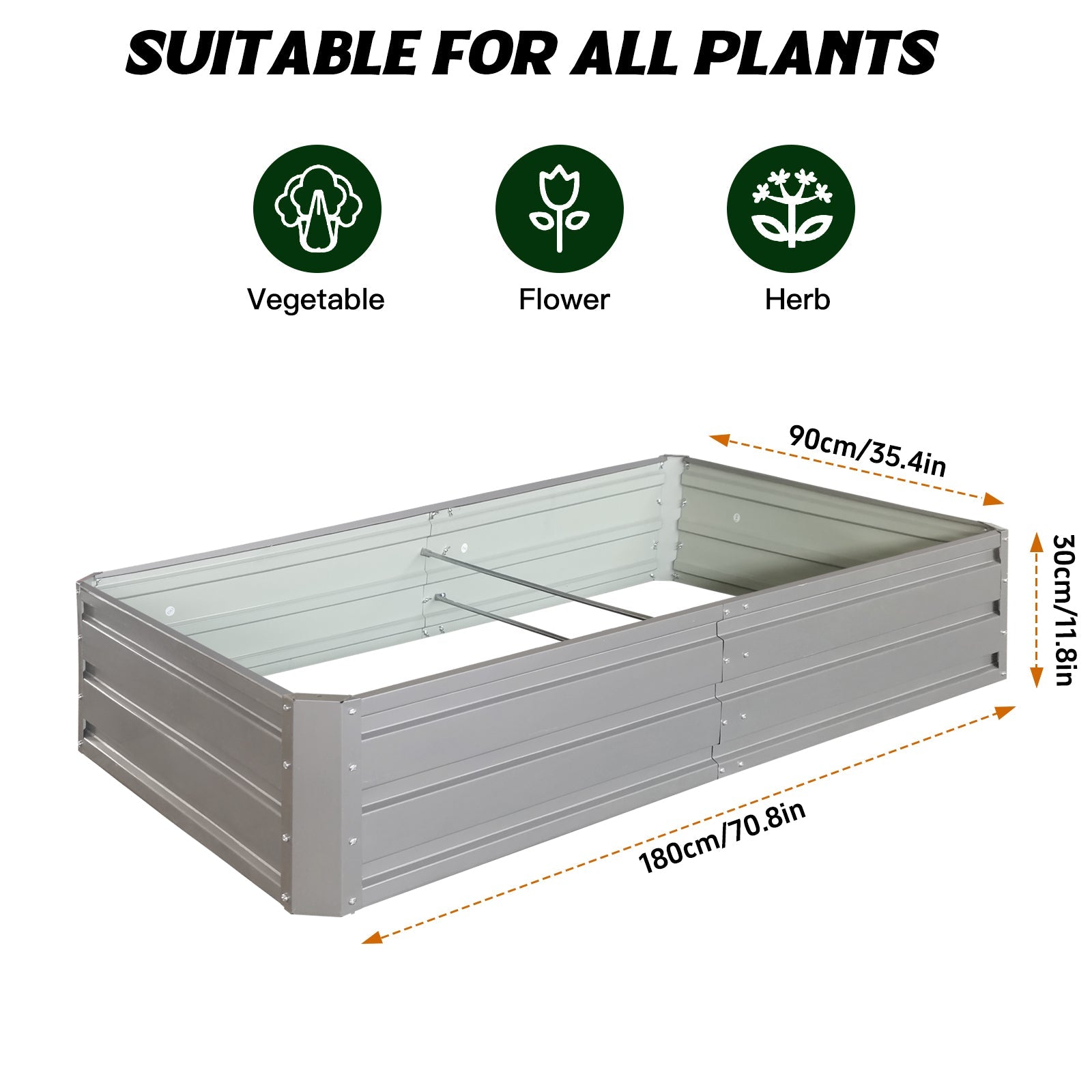 6x 3 x 1 ft (1 pack) Metal Garden Bed,Outdoor Planter Box Metal Patio Kit Planting Bed for Vegetables Flowers Herb,Grey
