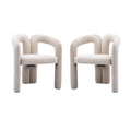 Contemporary Designed Velvet Fabric Upholstered Accent/Dining Chair /Barrel Side Chairs Kitchen Armchair for Living Room set of 2 (Beige Velvet)