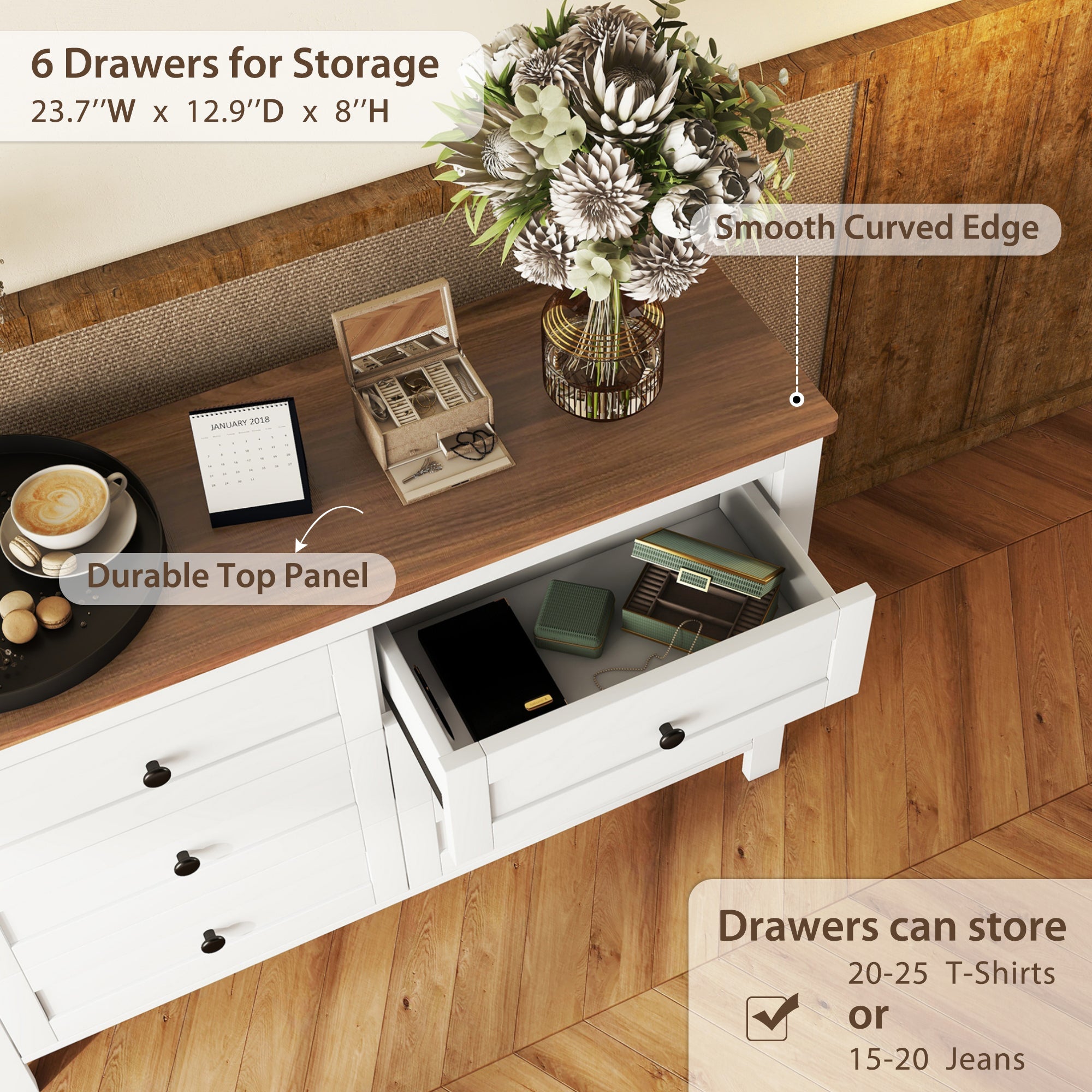 3-Pieces Bedroom Sets Queen Size  Farmhouse Platform Bed with Double Sliding Door Storage Headboard, Storage Nightstand and Dresser, White+Brown(Old SKU HL000092AAK)