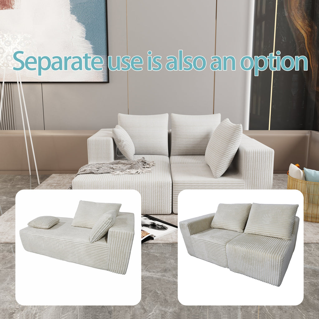 Corner combination sofa, sectional sofa ,couch sofa,sofa bed, made of high-density sponge and soft plush fabric, with multiple combinations available(beige)