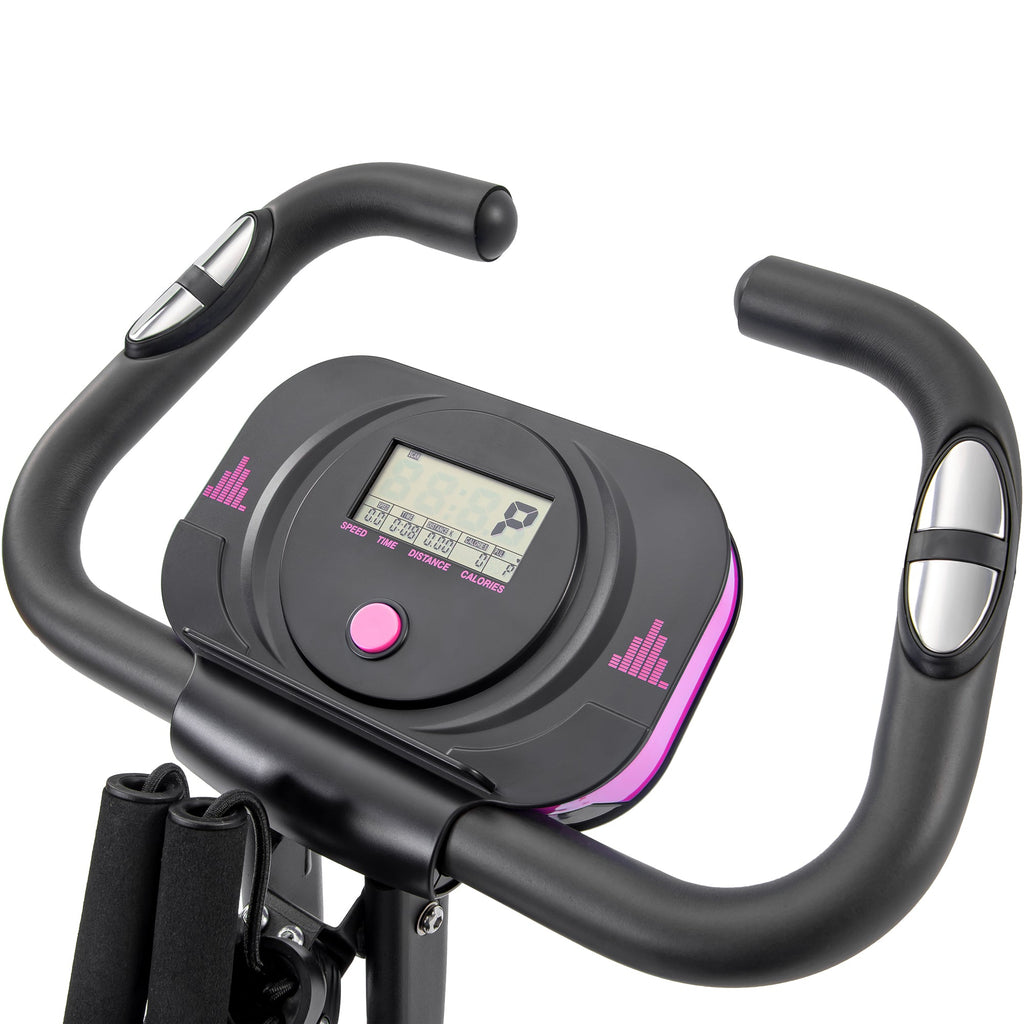 Exercise Bike,Workout Bikes for Home,Folding Stationary Bikes for Home with 16-Level Magnetic Resistance, 300LBS Capacity X-Bike Indoor Exercise Equipment with Heart Rate Sensor & LCD Monitor