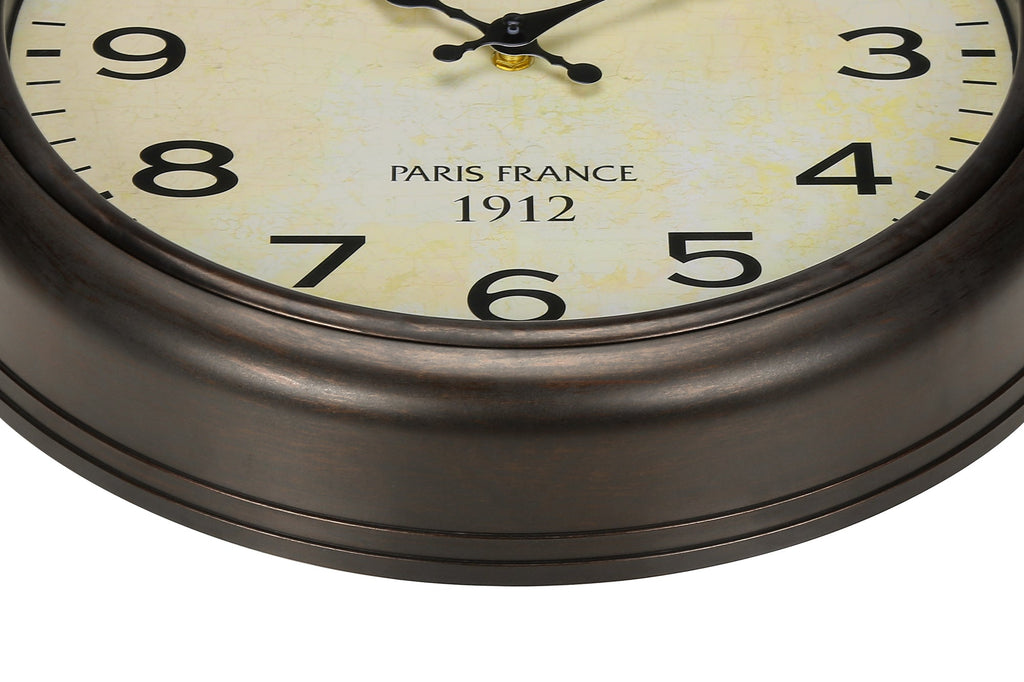 Clocks, 16' Round, Wall Clock, Antique Brown, Transitional