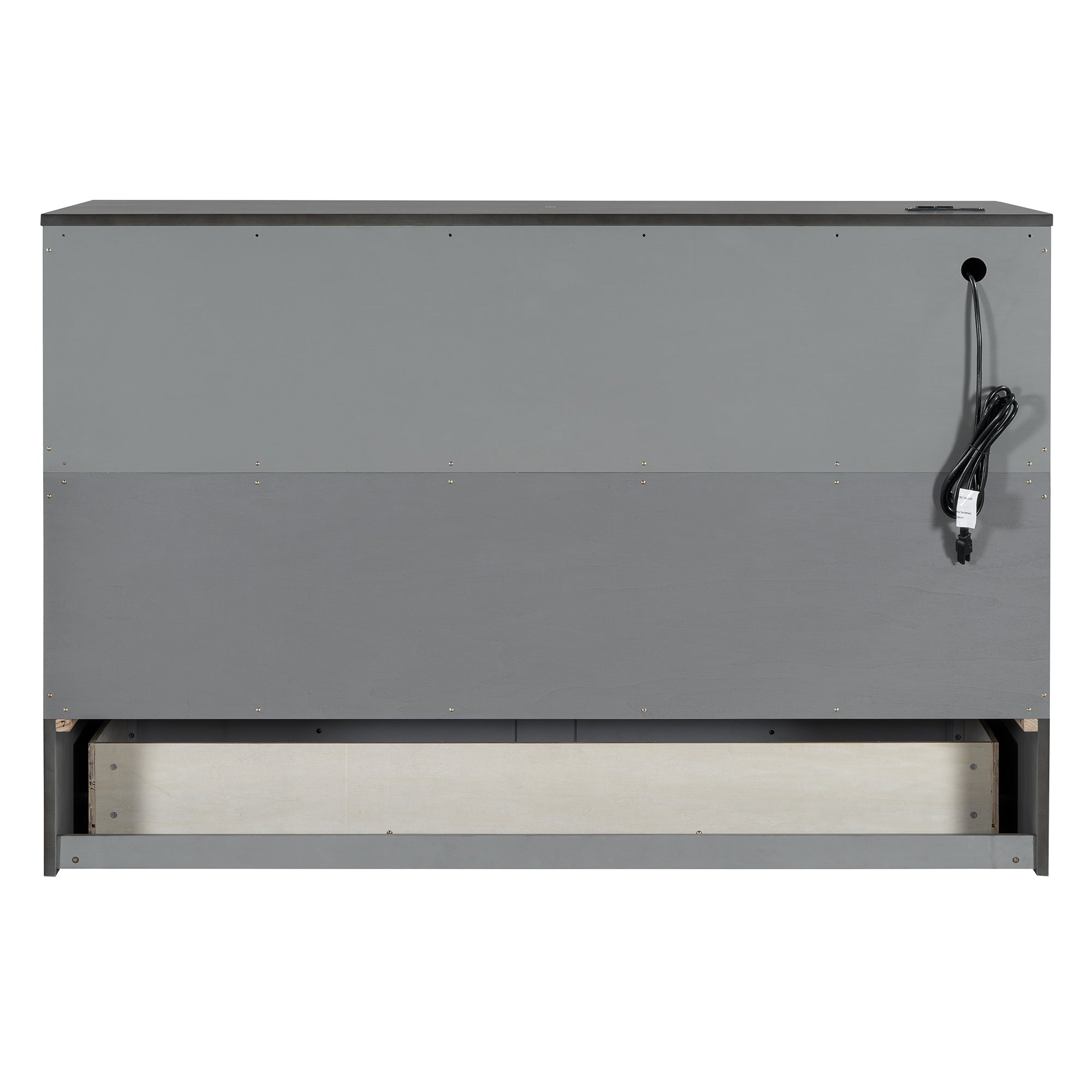 Queen Size Murphy Bed with Large Drawers & USB Ports,Brushed Gray