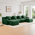 U-Shaped Boneless Sofa,Teddy Fabric No assembly required   Curved armrest,Anti-slip Design,Streamlined Design 32D High Density Sponge,Full Compression Vacuum Packag,For Studies living Rooms,Green