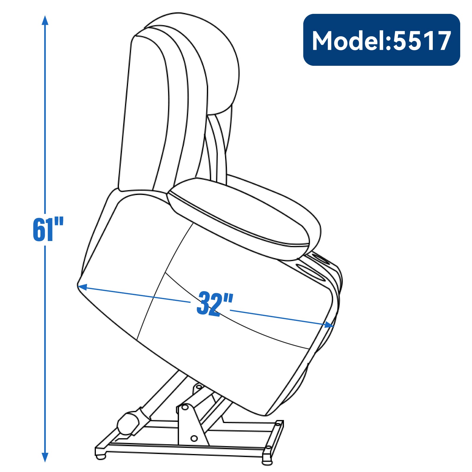 Up to 350 LBS Chenille Power Lift Recliner Chair, Heavy Duty Motion Mechanism with 8-Point Vibration Massage and Lumbar Heating, USB and Type-C Ports, Stainless Steel Cup Holders, Blue
