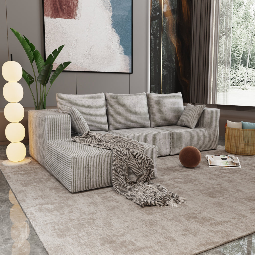 Corner combination sofa, sectional sofa ,couch sofa,sofa bed, made of high-density sponge and soft plush fabric, with multiple combinations available(gray)